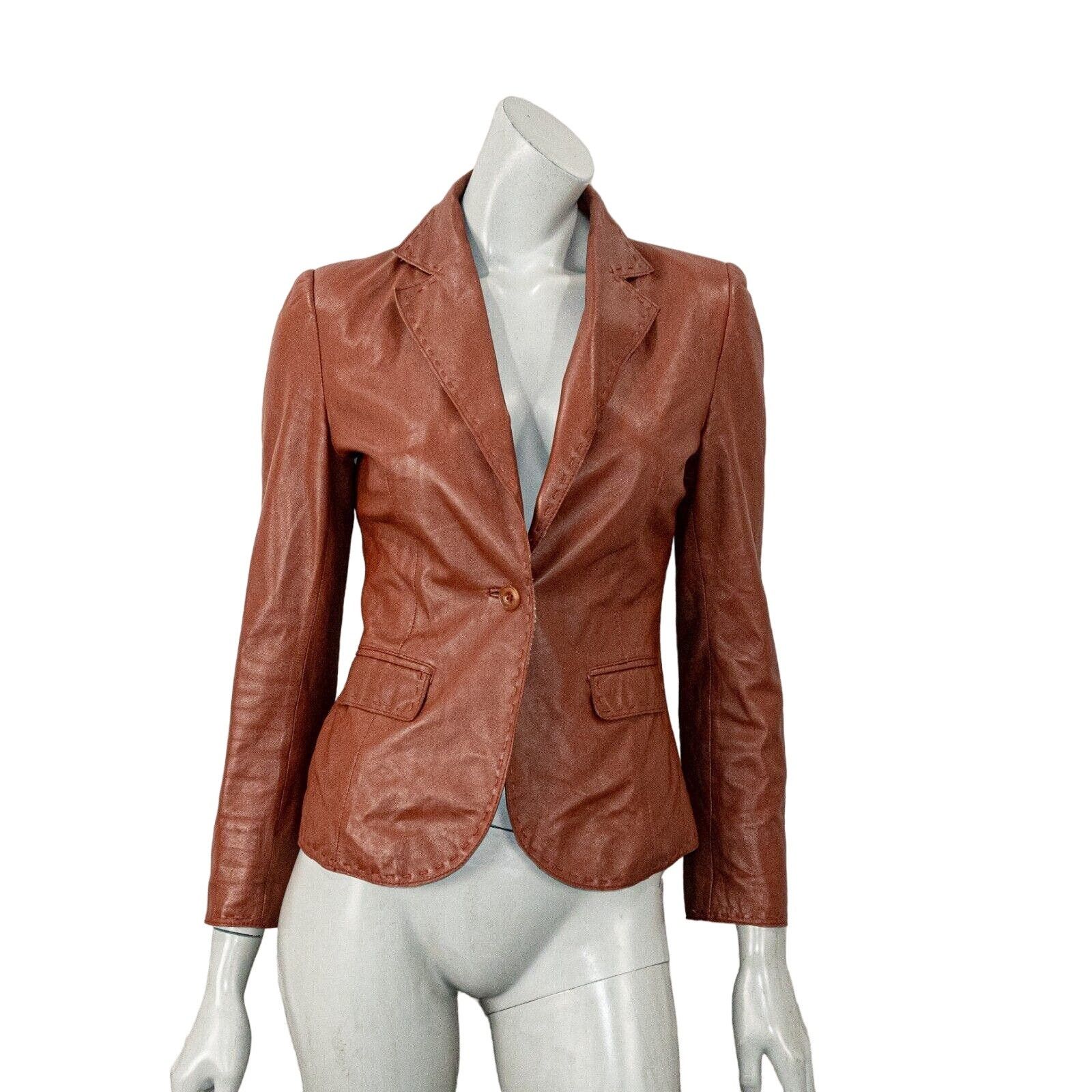 image of VTG Balmain Paris Sheep Leather Blazer Jacket 70's Style in Brown, Women's (Size Small)