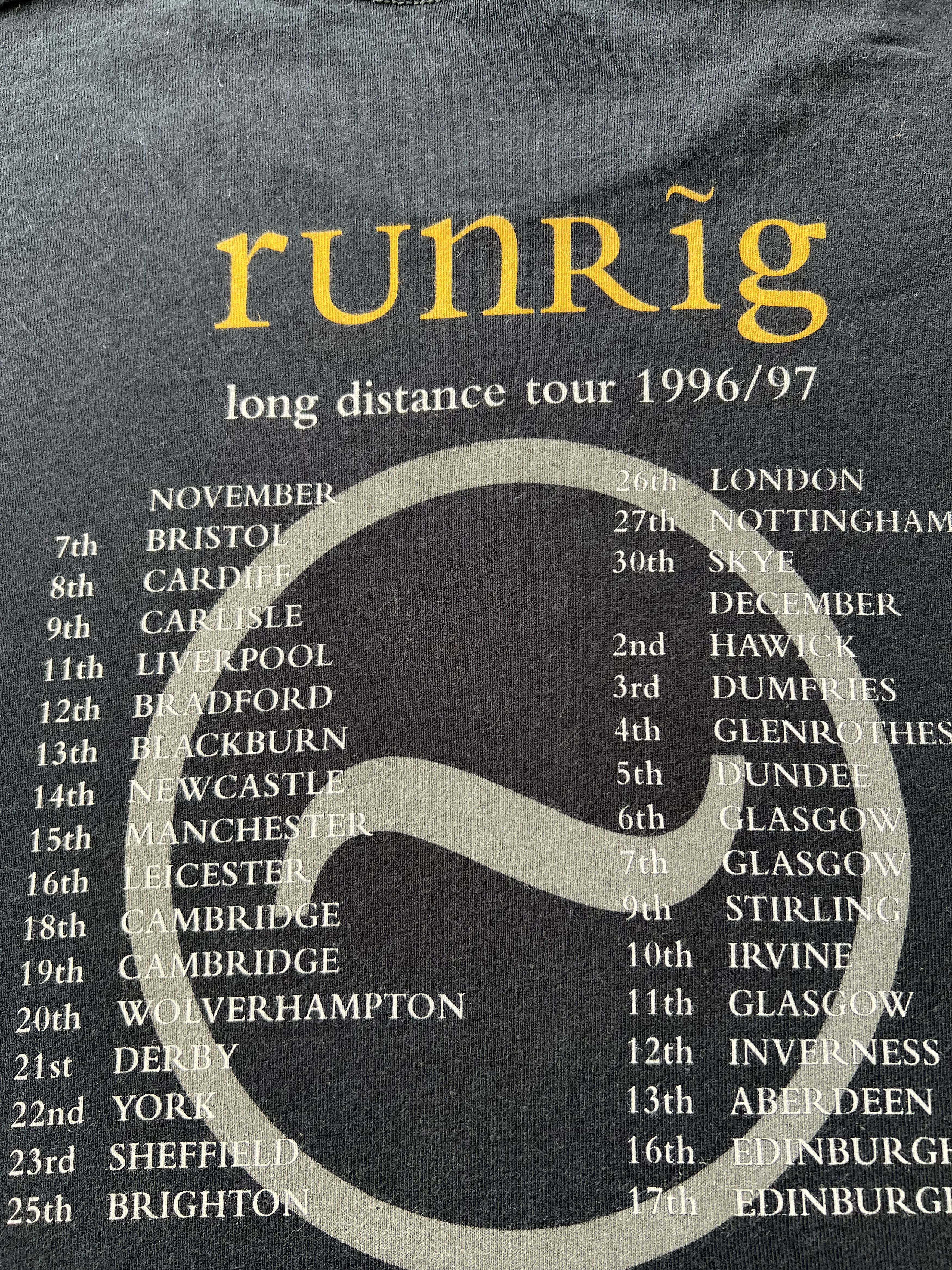 Band Tees Vintage 1996 Runrig Long Distance Tour 96/97 Black T-shirt Size US L / EU 52-54 / 3 - 12 Thumbnail