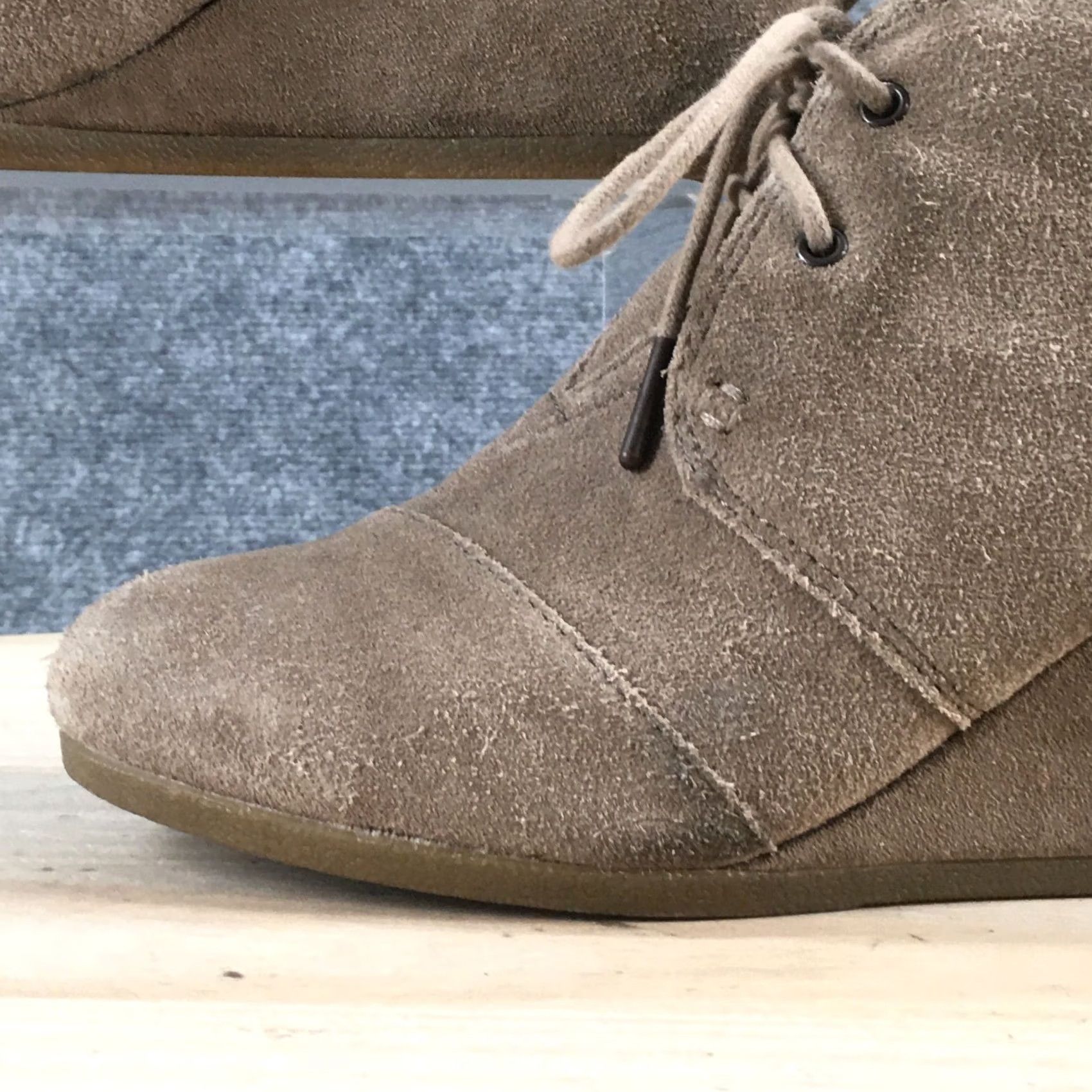 Toms Toms Ankle Booties Womens 10 Brown Kala Lace Up Wedge Heel Casual Leather Shoes 740817 Size US 10 / IT 40 - 3 Thumbnail
