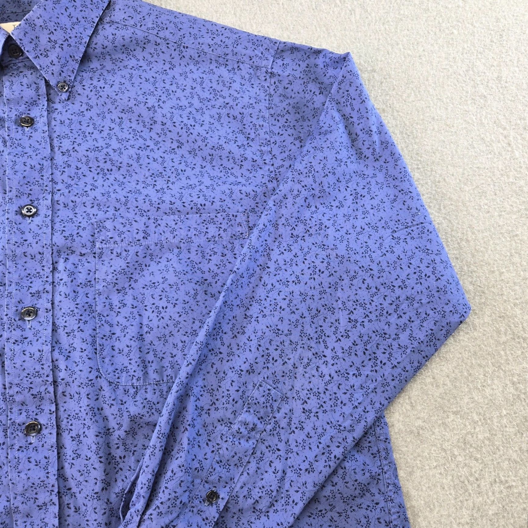 Vintage Turnbury Shirt Mens M Blue Floral Long Sleeve Button Up Cotton Regular Fit Size US M / EU 48-50 / 2 - 4 Thumbnail