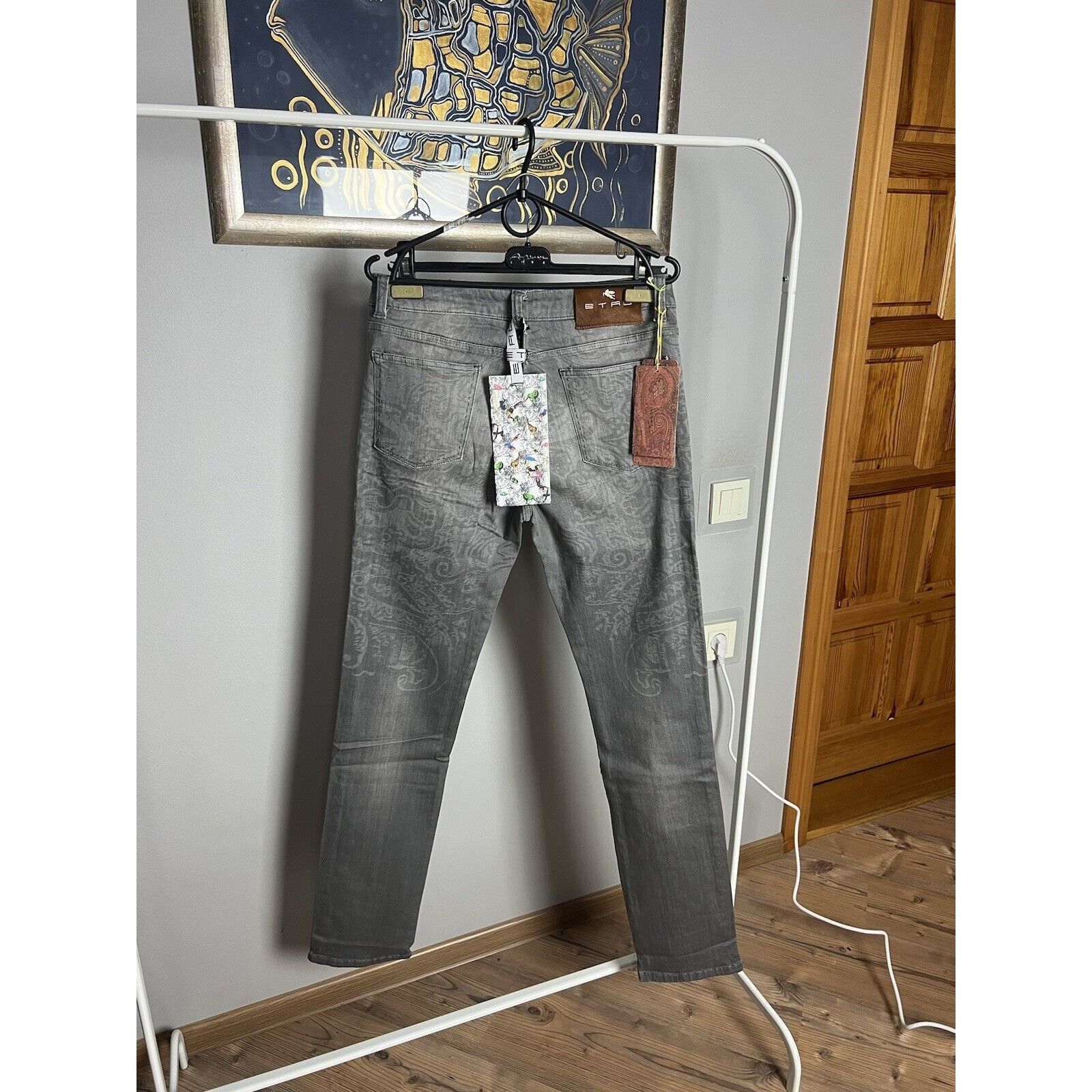 Etro NWT ETRO Paisley Men`s Gray Slim Fit Skinny Jeans Size 32 Size US 32 / EU 48 - 9 Thumbnail