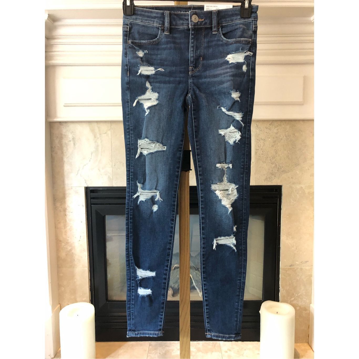 American Eagle Outfitters American Eagle Women’s Blue Ripped Style Jeggings Next Level Size 26" / US 2 / IT 38 - 1 Thumbnail
