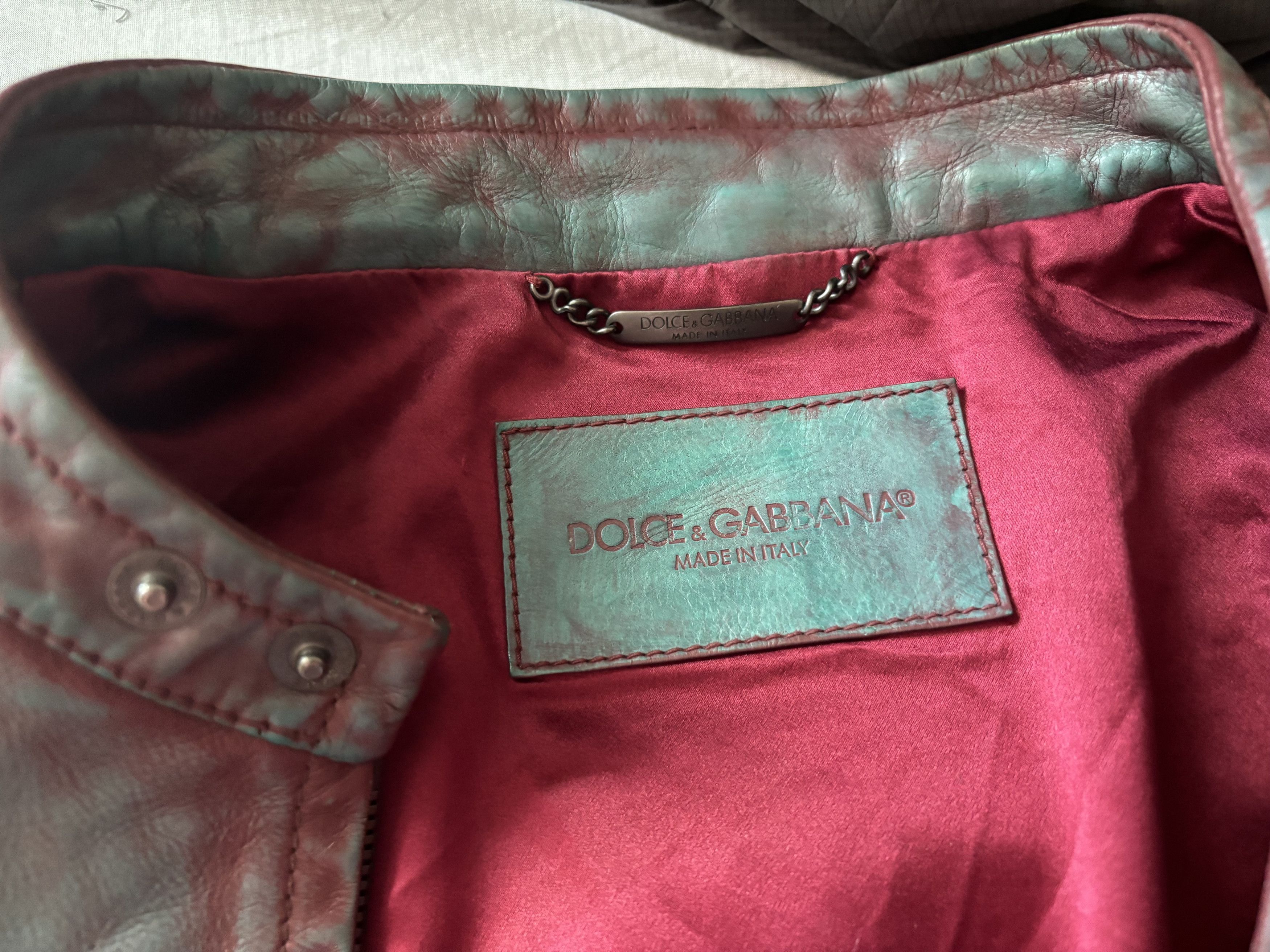 Dolce & Gabbana Dolce and gabbana sky blue and red leather jacket Size US L / EU 52-54 / 3 - 3 Thumbnail