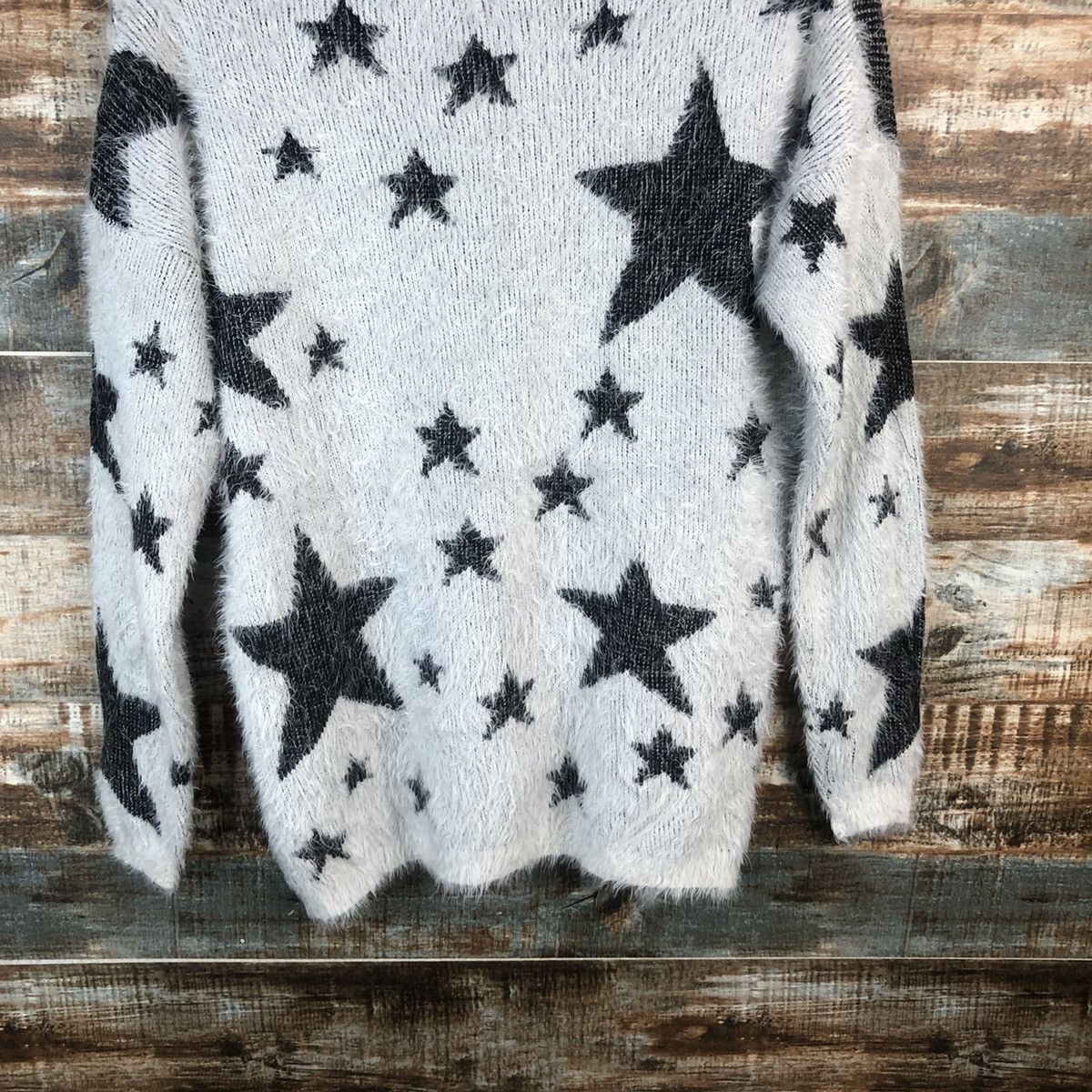 Japanese Brand DL Culots Star White Mohair fur shag Knitwear #C367 Size M / US 6-8 / IT 42-44 - 15 Thumbnail