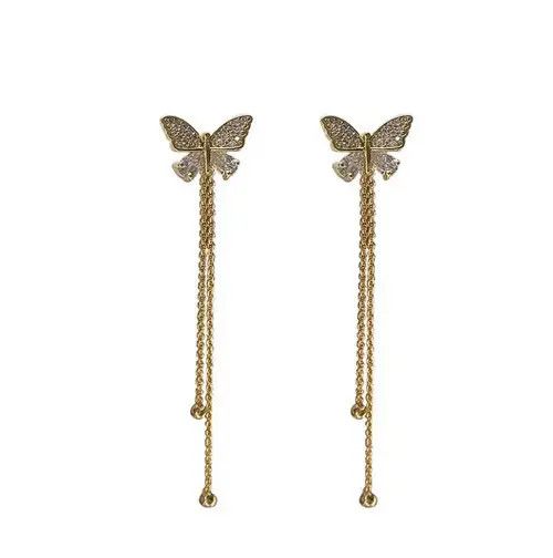 Other Women's Gold Butterfly Long Tassel Dangle Drop Earrings Size ONE SIZE - 3 Thumbnail