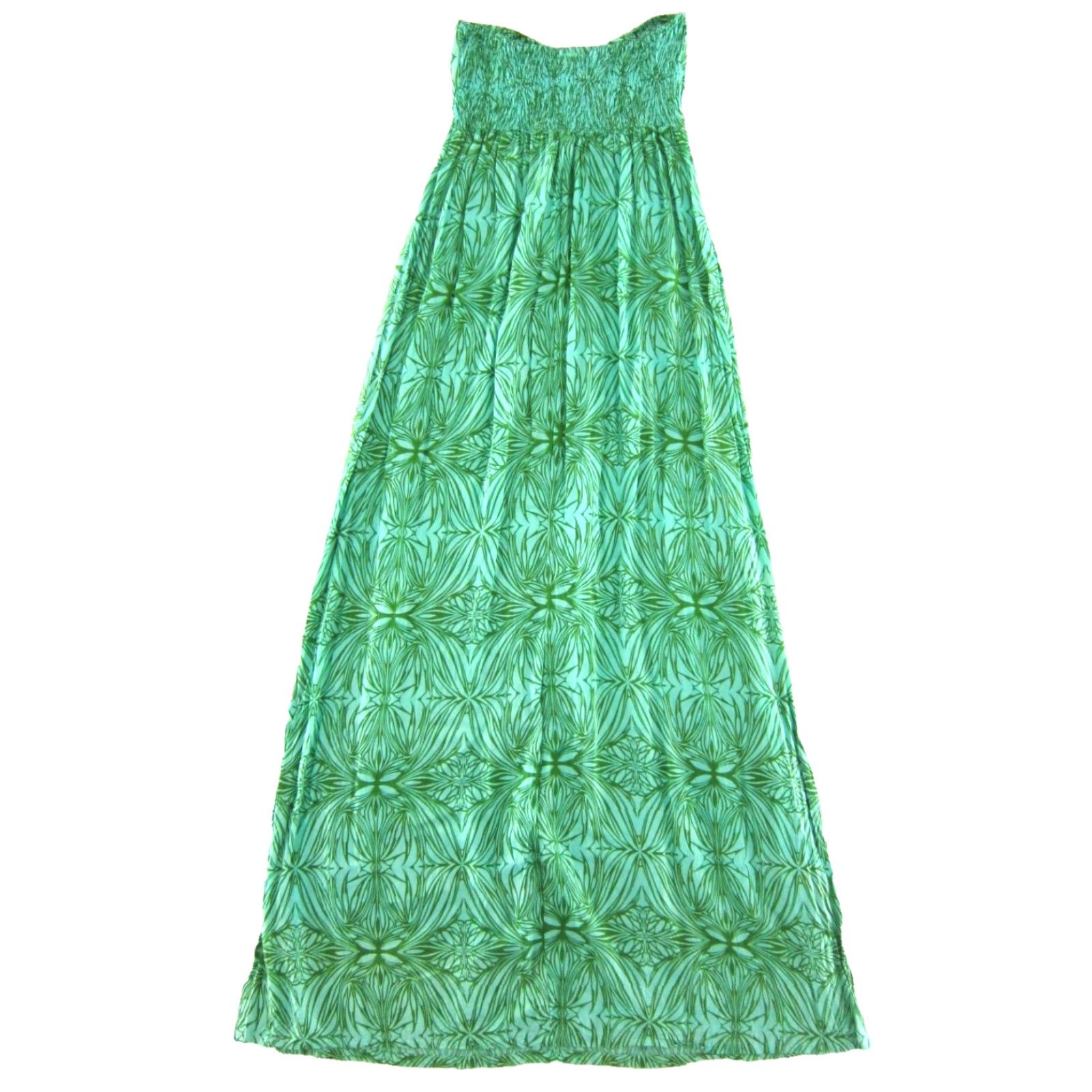 Vintage VINTAGE Nectar Creations Dress Maxi M Green Floral Hawaii Strapless Long Rayon Dress Women's Size M / US 6-8 / IT 42-44 - 2 Thumbnail