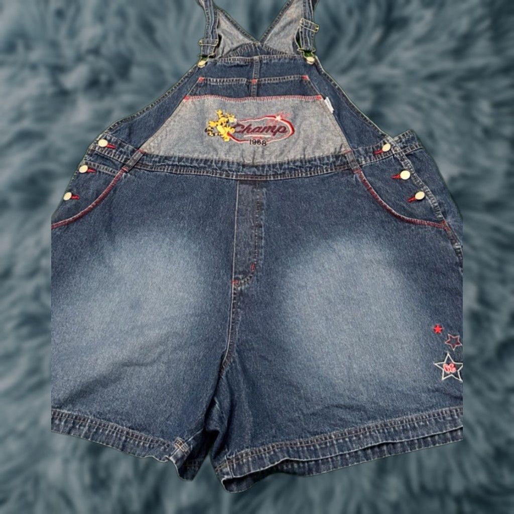 Disney VINTAGE Disney 90s Main Street Short Denim Overalls Cartoon Tigger Pooh 26 W/28W Size 26" / US 2 / IT 38 - 1 Thumbnail