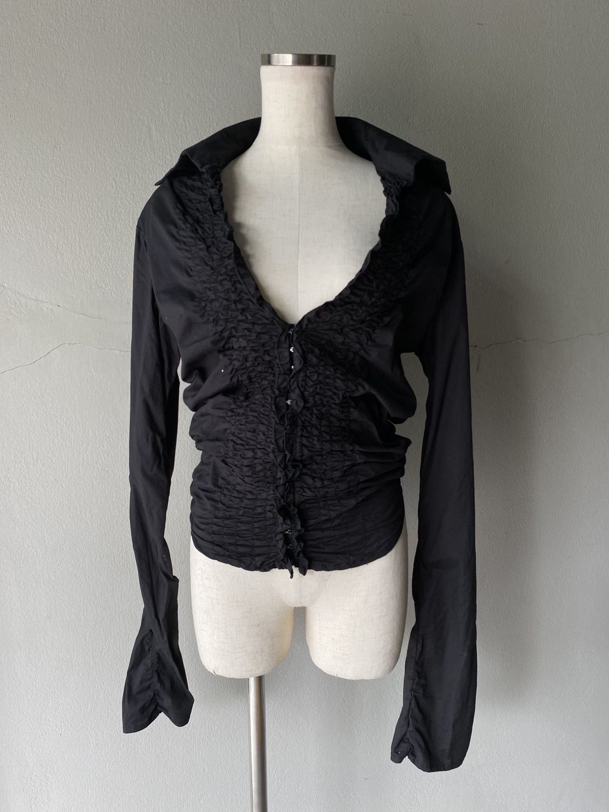 Designer × Japanese Brand Y2K Mayentl Black Ruched Long-Sleeve Blouse Size M / US 6-8 / IT 42-44 - 5 Thumbnail