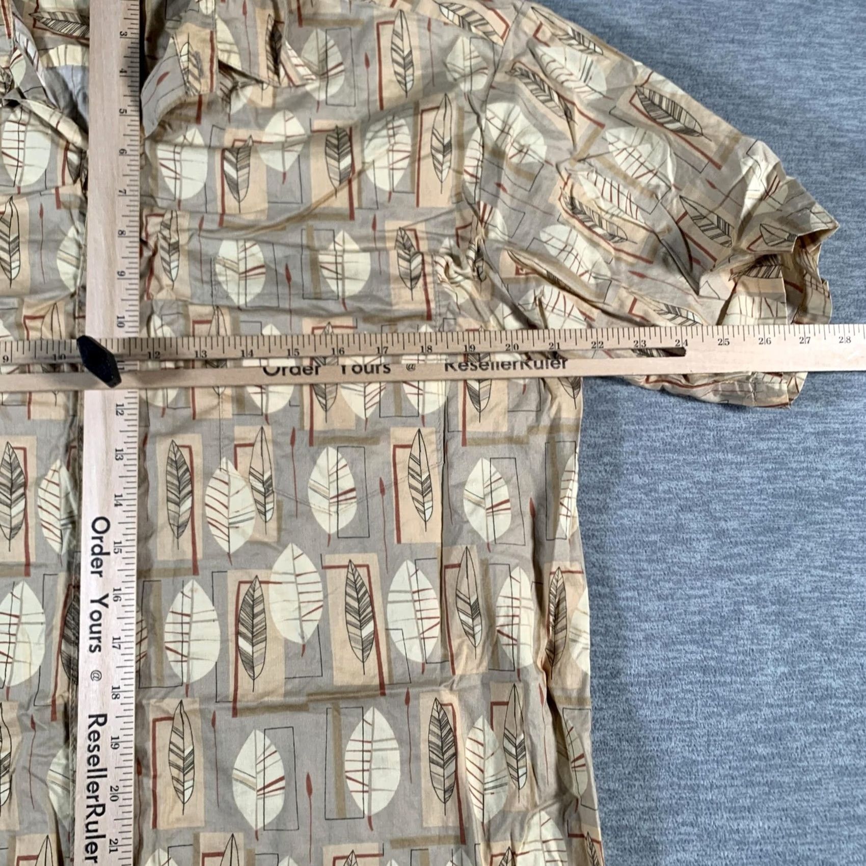 Tori Richard Tori Richard Shirt Mens Medium Beige Brown Leaf Print Button Up Cotton Hawaii Size US M / EU 48-50 / 2 - 7 Thumbnail
