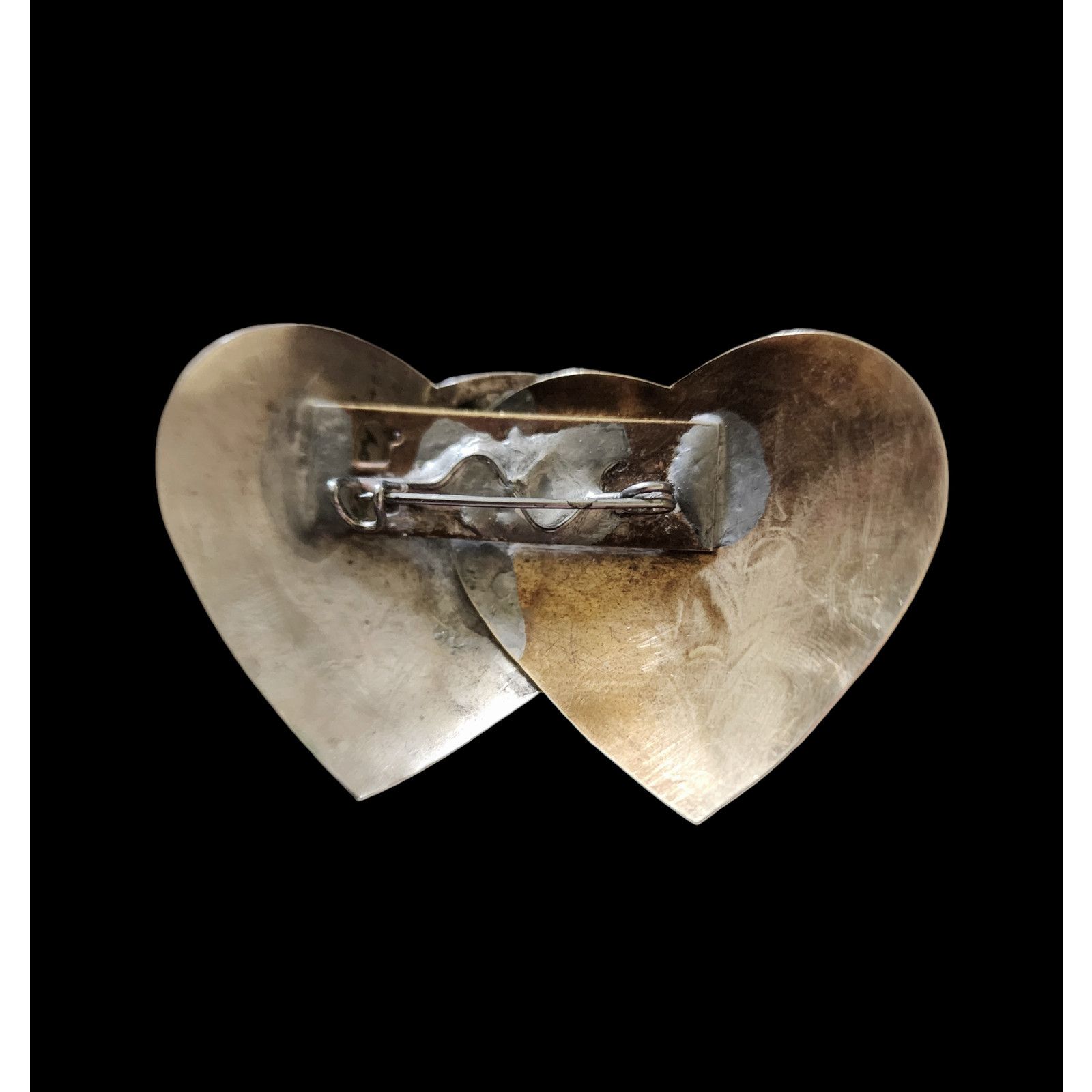 Other Vintage 1970s brass & silver Indian valentine hearts brooch Size ONE SIZE - 4 Thumbnail
