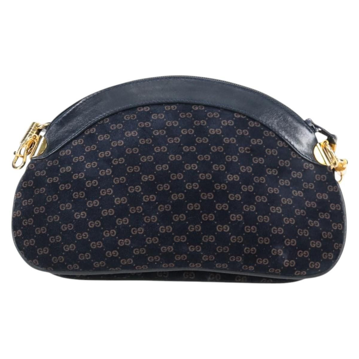 Gucci GUCCI Micro GG Canvas Shoulder Bag Suede Navy Gold 001 261 Size ONE SIZE - 3 Thumbnail