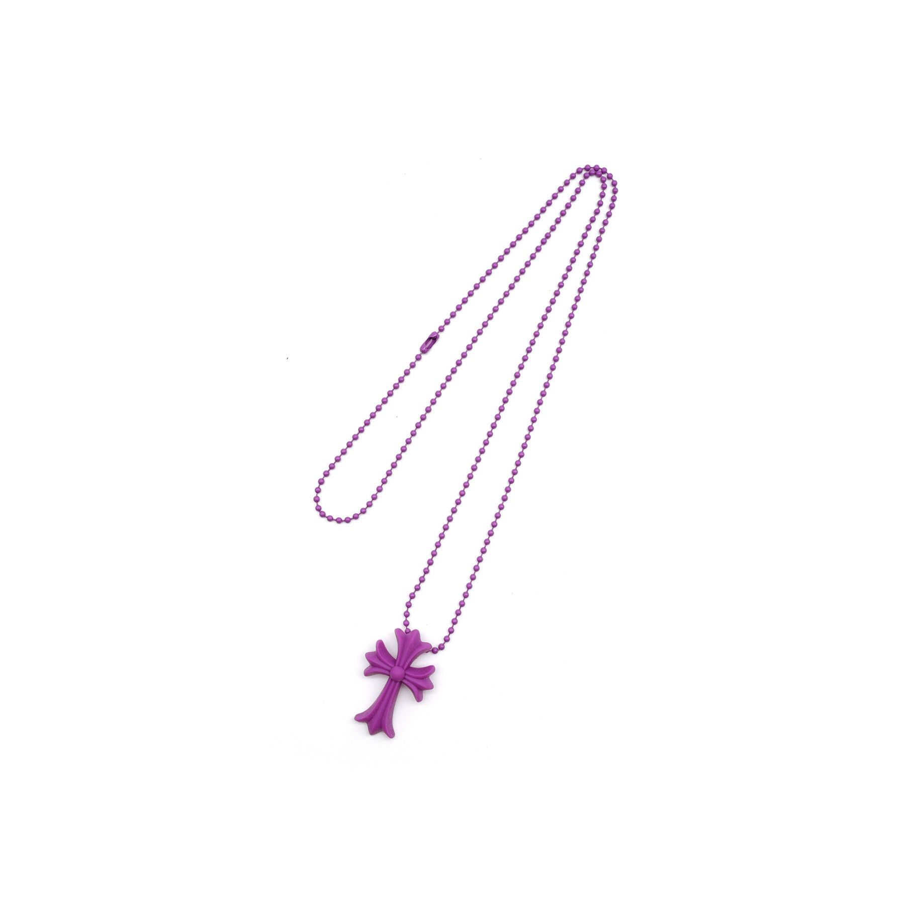 Chrome Hearts Chrome Hearts Purple Resin Cross Pendant Ball Chain Necklace Size ONE SIZE - 3 Thumbnail