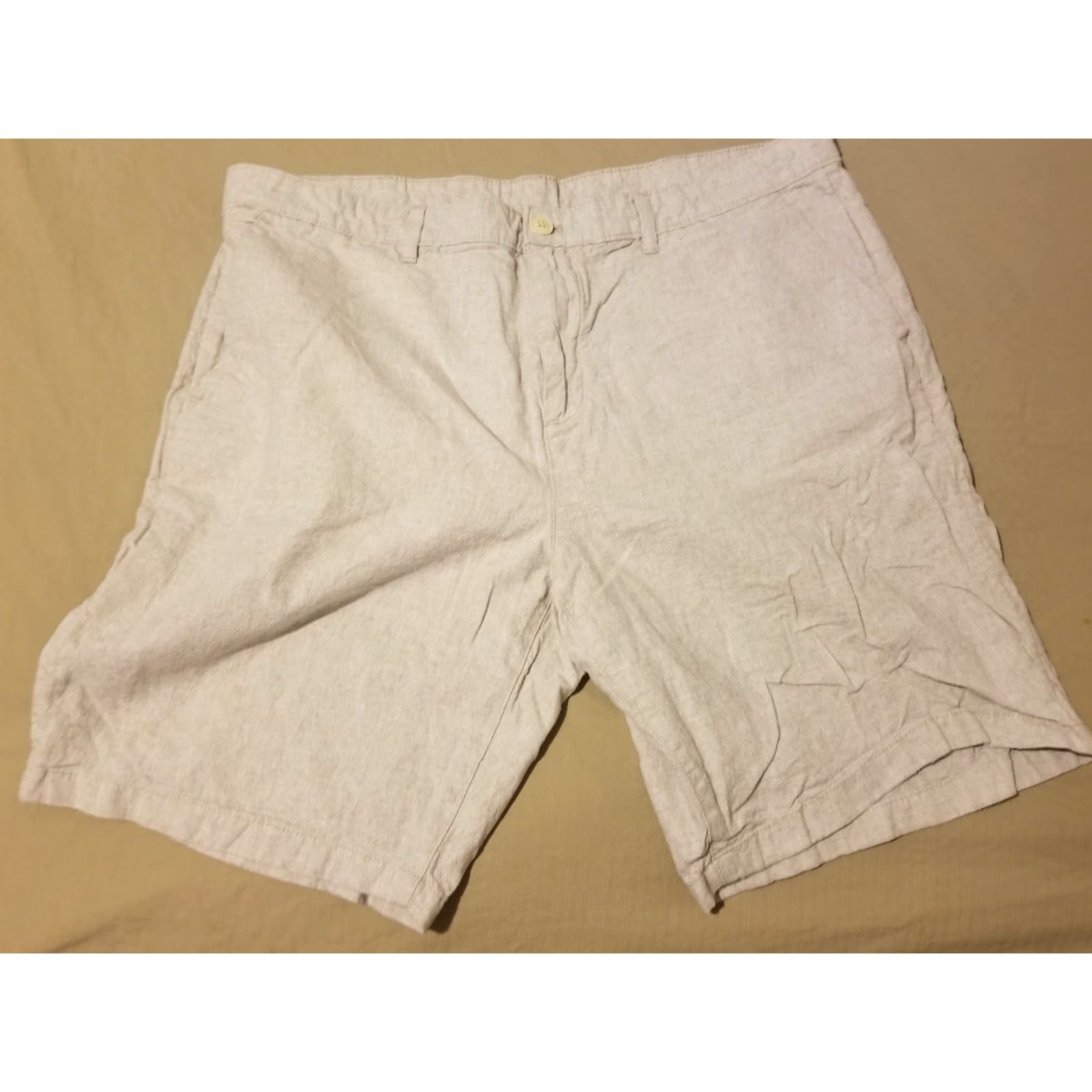 Calvin Klein Calvin Klein Mens Shorts Linen 38 Khaki Cotton Chino Size US 38 / EU 54 - 3 Thumbnail