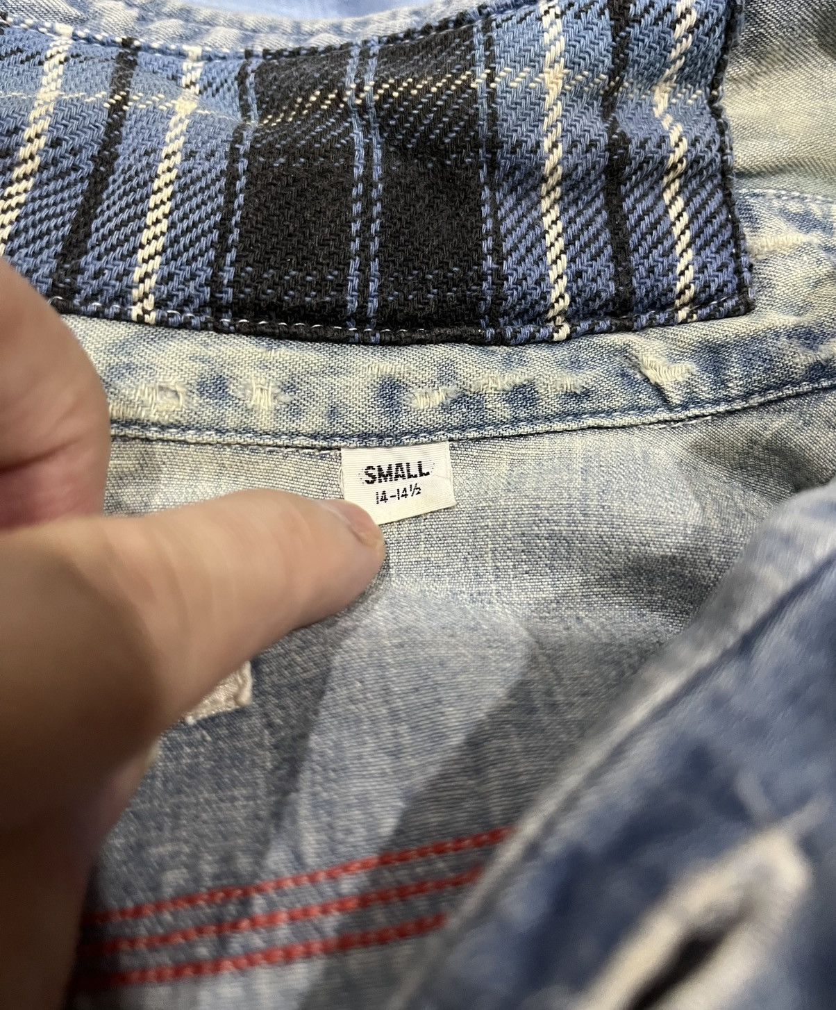 Sugar Cane Sugar Cane Patchwork Flannel Distressed Denim Shirt Size US S / EU 44-46 / 1 - 14 Thumbnail