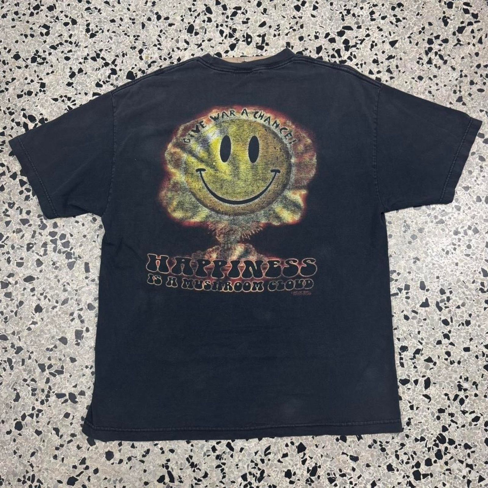 Hanes × Vintage VINTAGE Y2K HAPPINESS IS A MUSHROOM CLOUD SMILEY FACE TEE: Size US XL / EU 56 / 4 - 7 Thumbnail