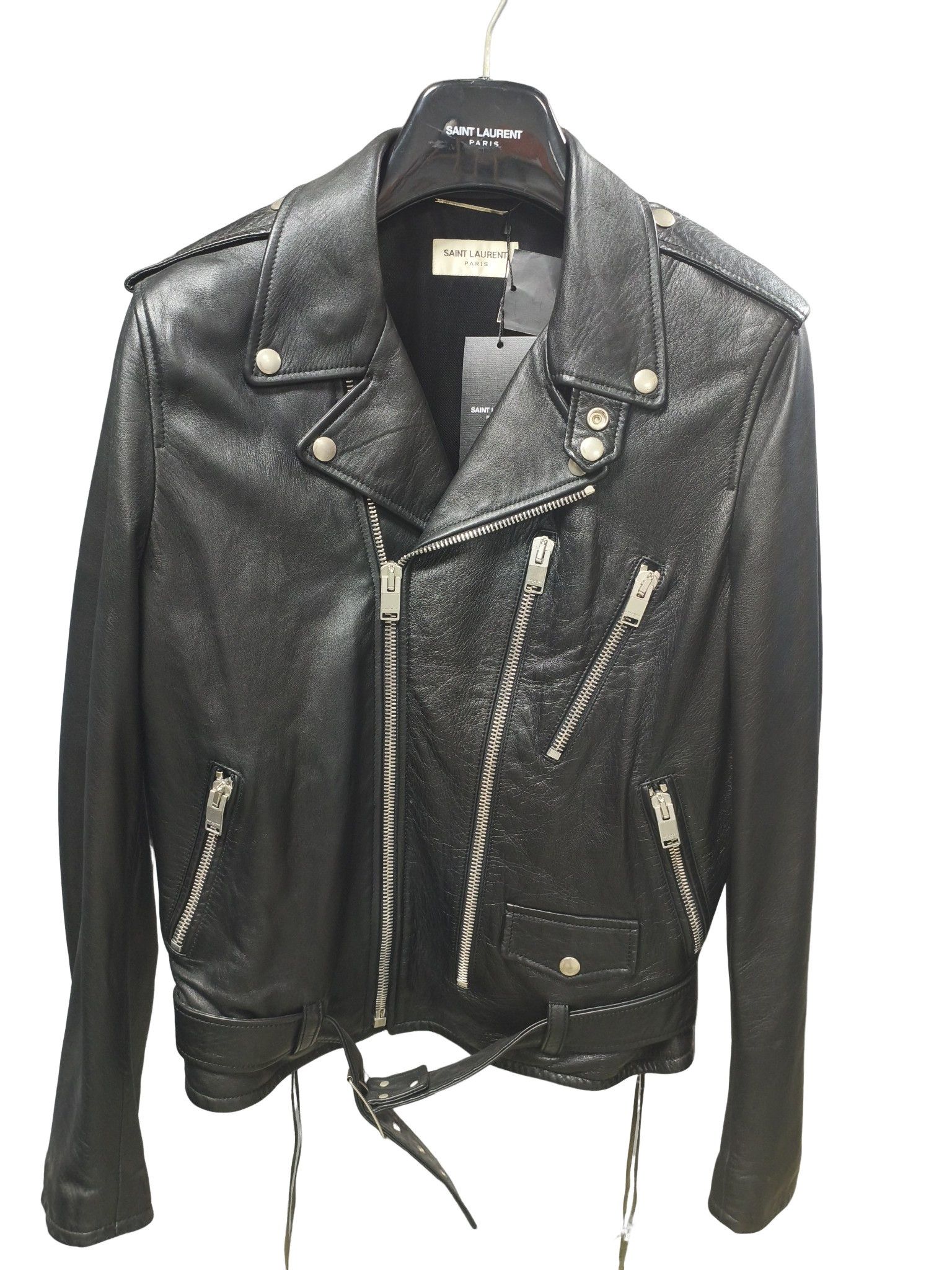 Yves Saint Laurent ysl classic black leather motorcycle jacket