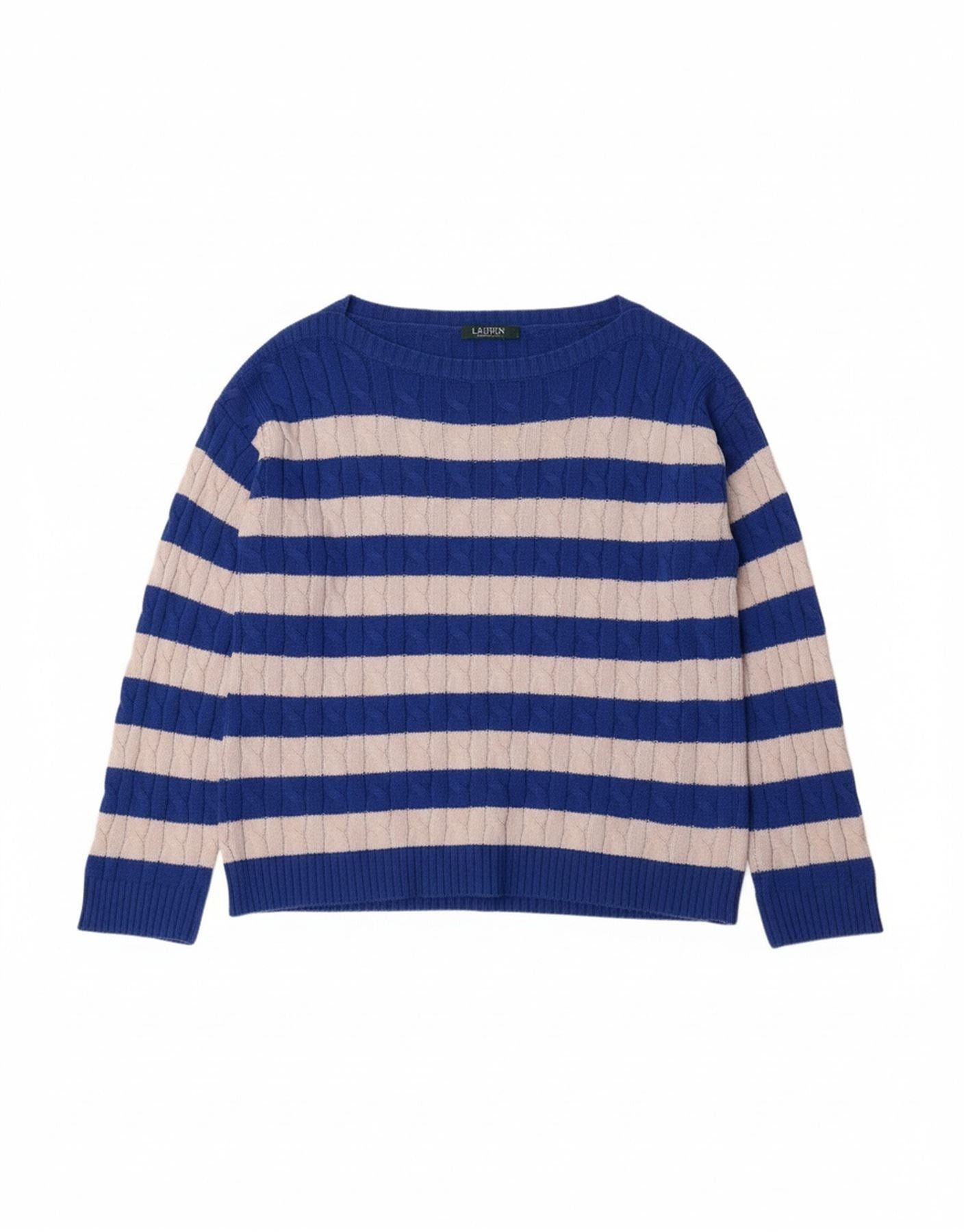 Ralph Lauren Womens Boat Neck Jumper Sweater UK 16 Large Blue Striped Size XXL / US 16-18 / IT 52-54 - 1 Thumbnail
