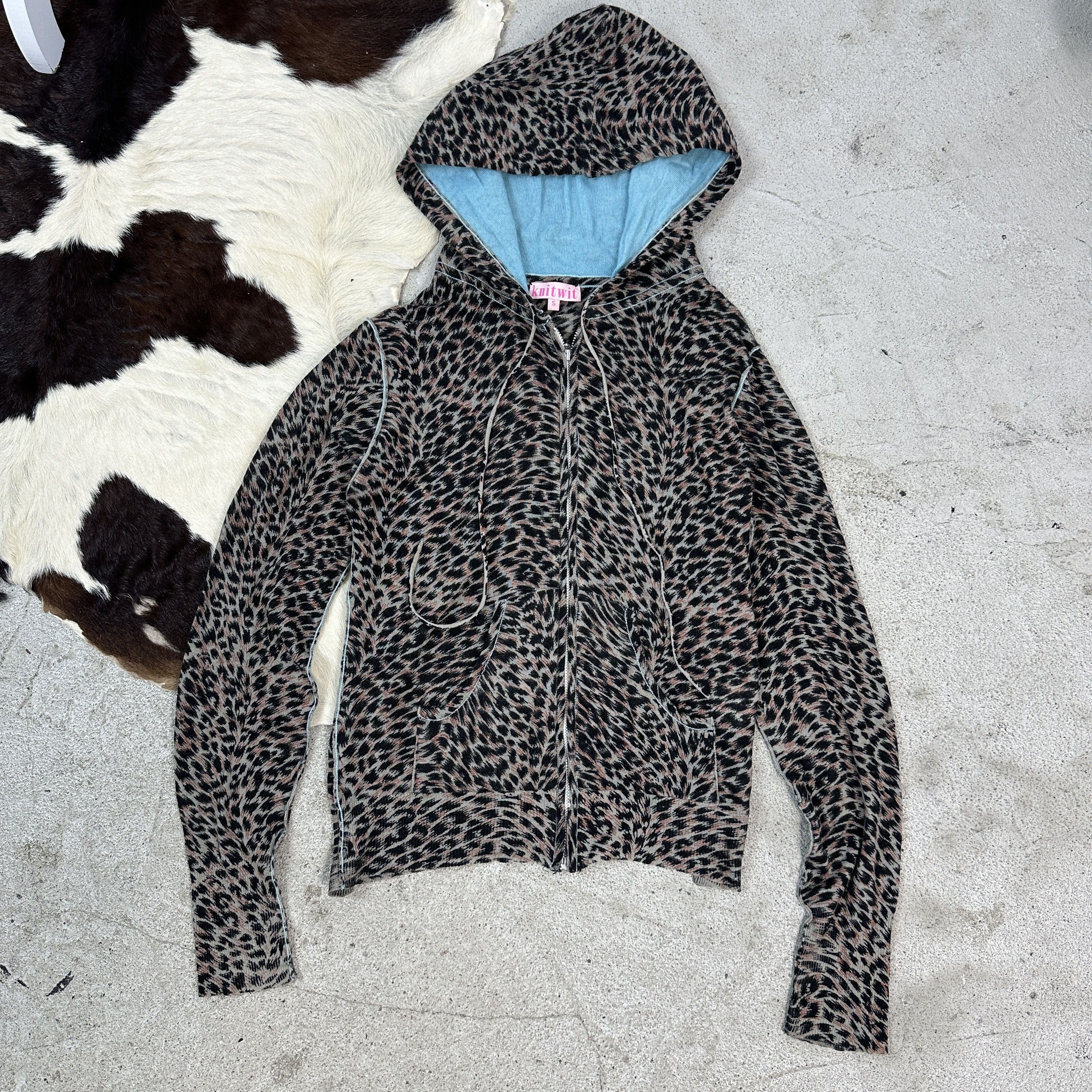 Vintage Women's Cashmere Sweater Cheetah Zip Size S / US 4 / IT 40 - 5 Thumbnail