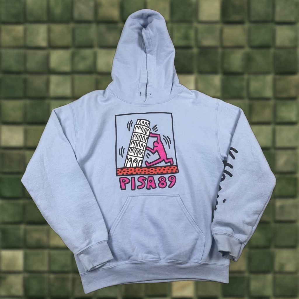 Vintage Keith Haring Hoodie Mens Small Blue Pisa Graphic Print Pullover Hooded Crew Neck Casual Size US L / EU 52-54 / 3 - 1 Thumbnail
