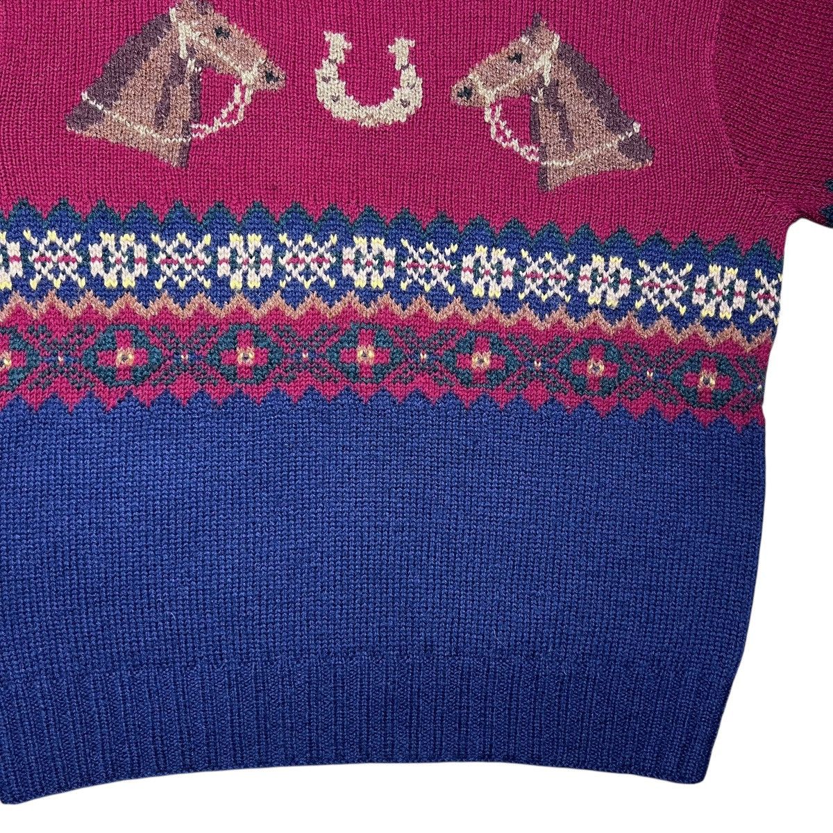 1990s Polo Ralph Lauren Horse Horseshoe Hand Knit Sweater