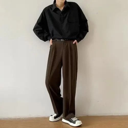 Japanese Brand Brown Baggy Straight Leg Pants Size US 32 / EU 48 - 1 Thumbnail
