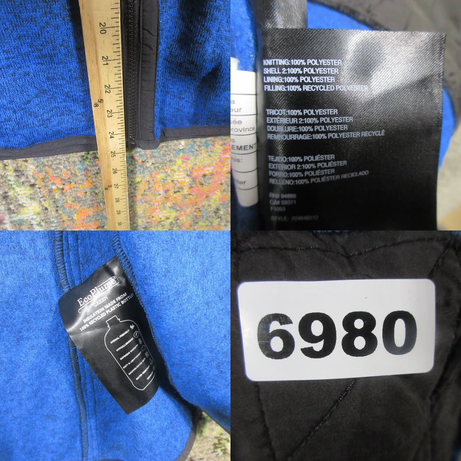 Vintage Bernardo Vest Womens 2XL Blue Fleece Zip Puffer Jacket Mid-Length Sleeveless Packable Outdoor Casual Size XXL / US 16-18 / IT 52-54 - 9 Thumbnail