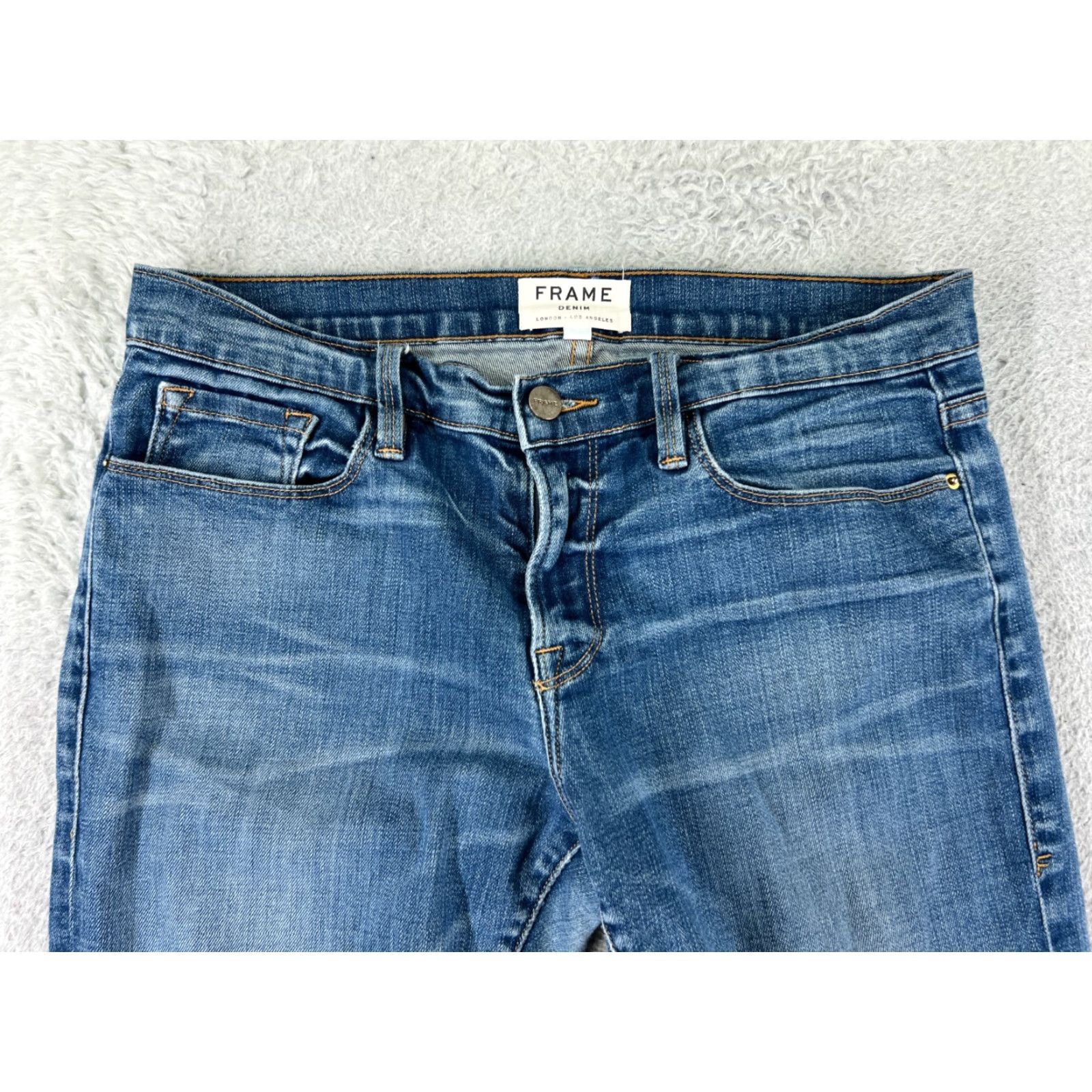 Frame FRAME Jeans Womens 27x27 Blue Denim Flared Low Rise Cotton 5-Pocket Regular Stretch Comfort Jeans Womens Mens Girls Size 27" / US 4 / IT 40 - 6 Thumbnail