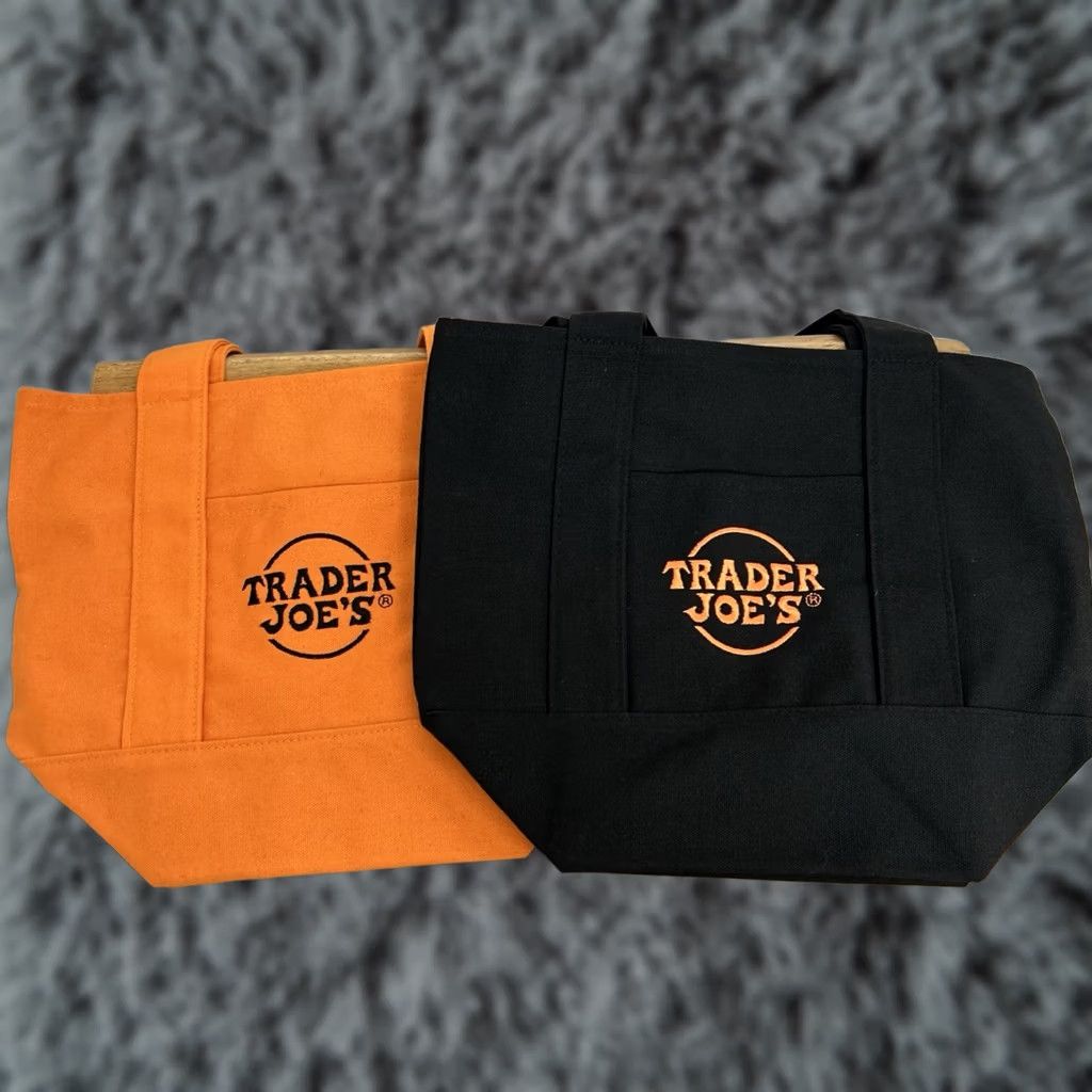 Vintage Trader Joe’s Mini Tote Bag Set Of 2 Black Orange Limited Edition Canvas Casual Travel Workwear Women Size ONE SIZE - 1 Thumbnail