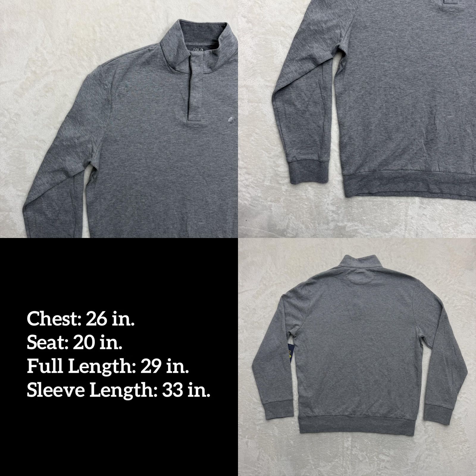 Polo Ralph Lauren Polo Ralph Lauren Sweatshirt Mens Large Gray Mock Neck Blair’s Pullover Logo Jersey Cotton Polyester Size US L / EU 52-54 / 3 - 8 Thumbnail