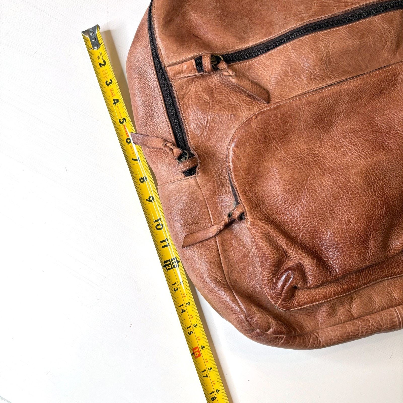 Bed Stu Lafe Tan Rustic Handmade Leather Laptop Backpack Bag