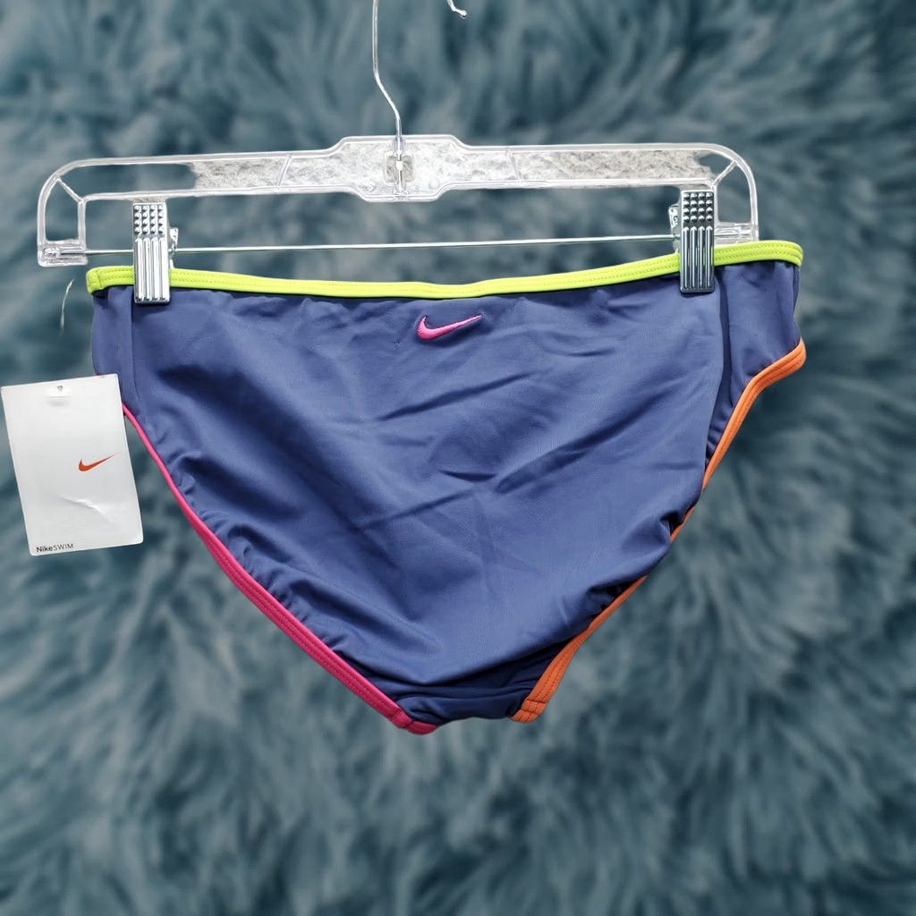 Nike Nike Bikini Bottom Women's 10 Multicolor Nylon Swimwear Piped Trim Embroidered Logo Bottoms Size 32" / US 10 / IT 46 - 1 Thumbnail