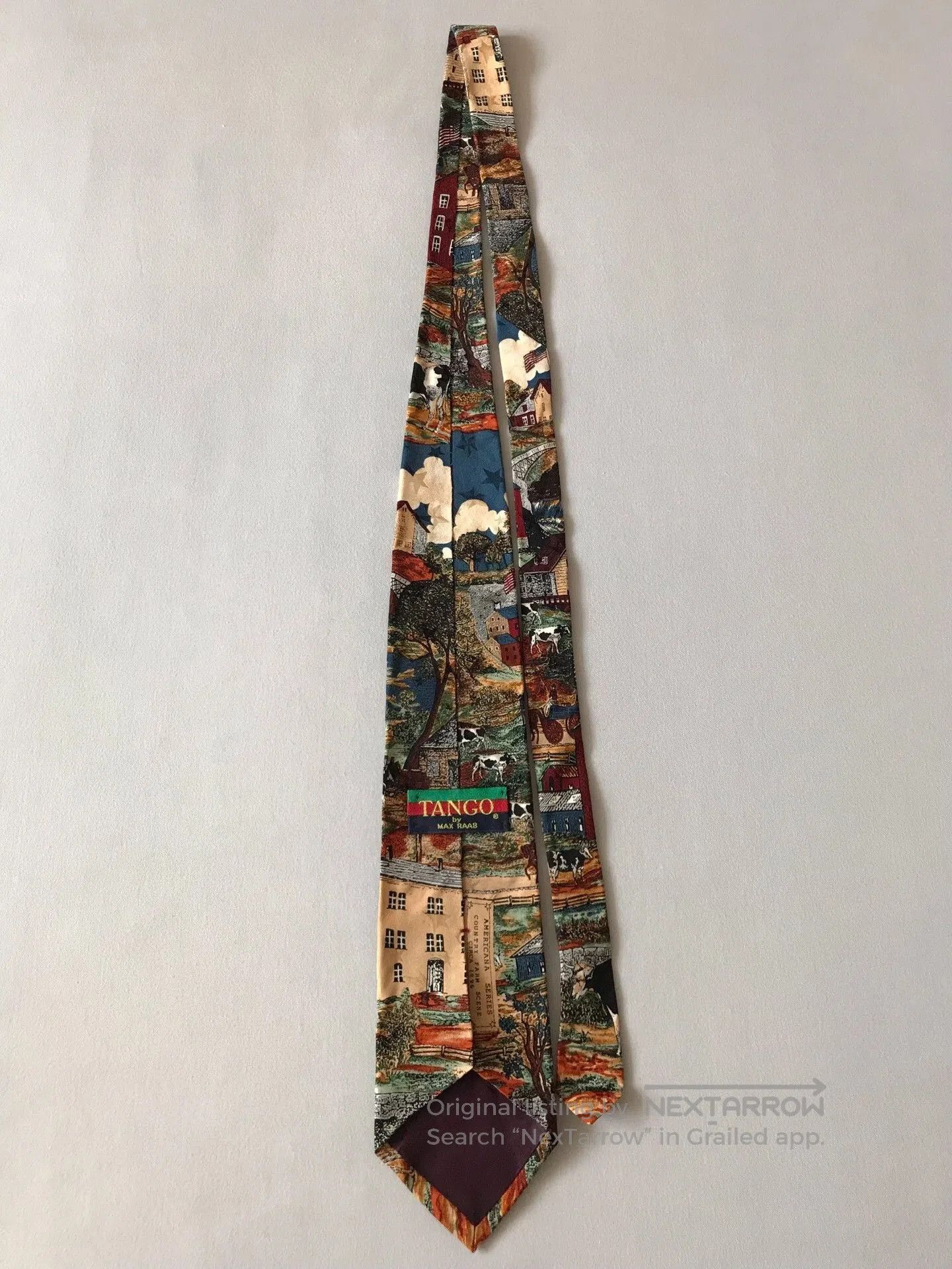 Vintage Vintage USA Oil Painting Silk Tie. Size ONE SIZE - 4 Thumbnail