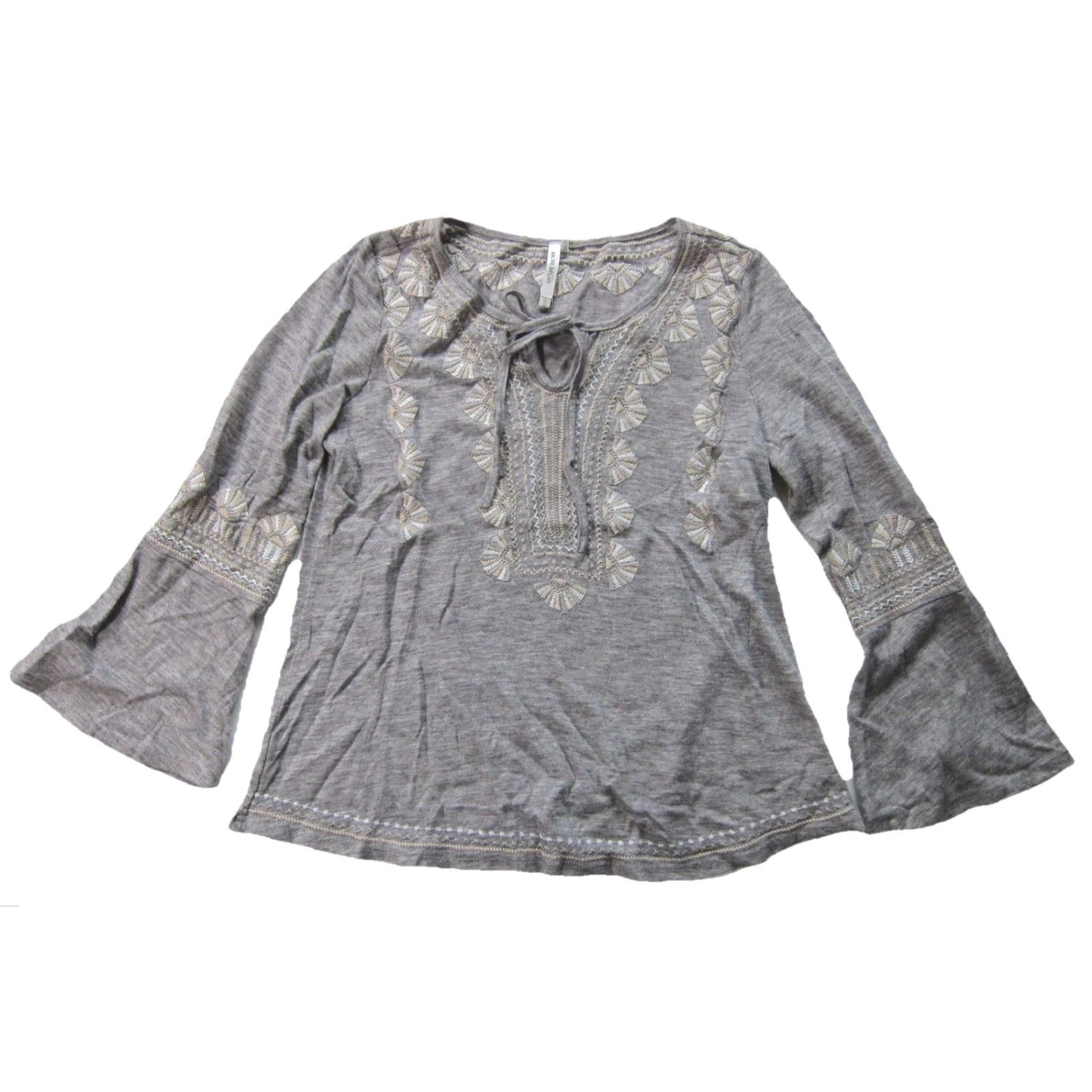 Anthropologie Mur Mur Grey Embroidered Thin Lightweight Flare Sleeve Pullover Sweater Women S Size S / US 4 / IT 40 - 7 Thumbnail