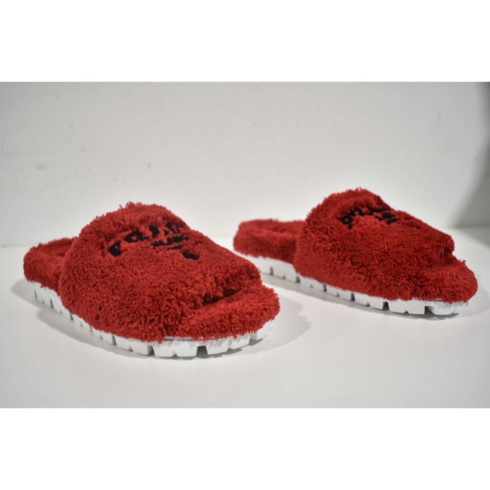 Prada Prada Terry Cloth Roso Red Black Logo Slide Sandal Rubber Size US 8 / IT 38 - 4 Thumbnail