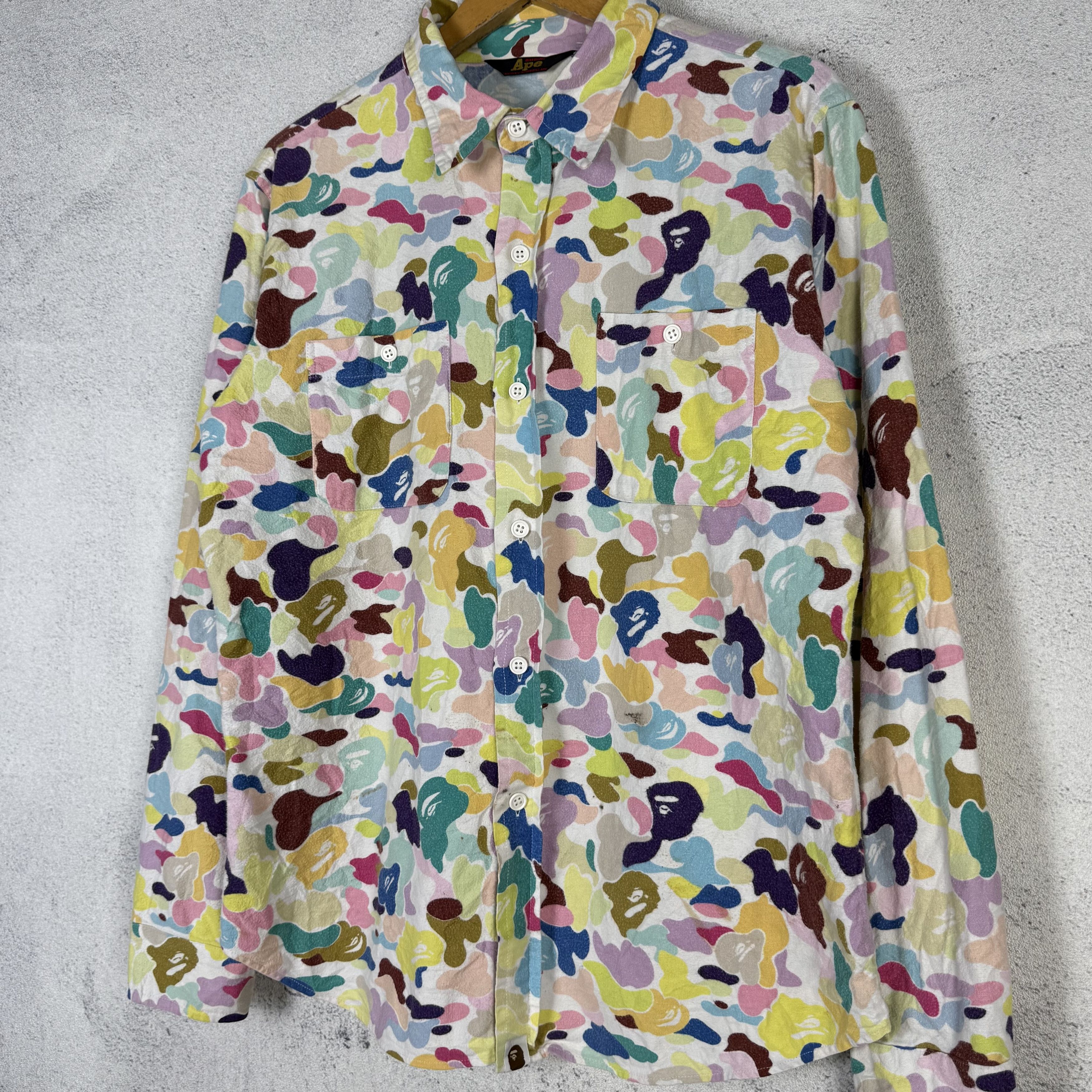 Bape Vintage BAPE Multi Camo Bathing Ape Button Up Shirt Size US M / EU 48-50 / 2 - 3 Thumbnail