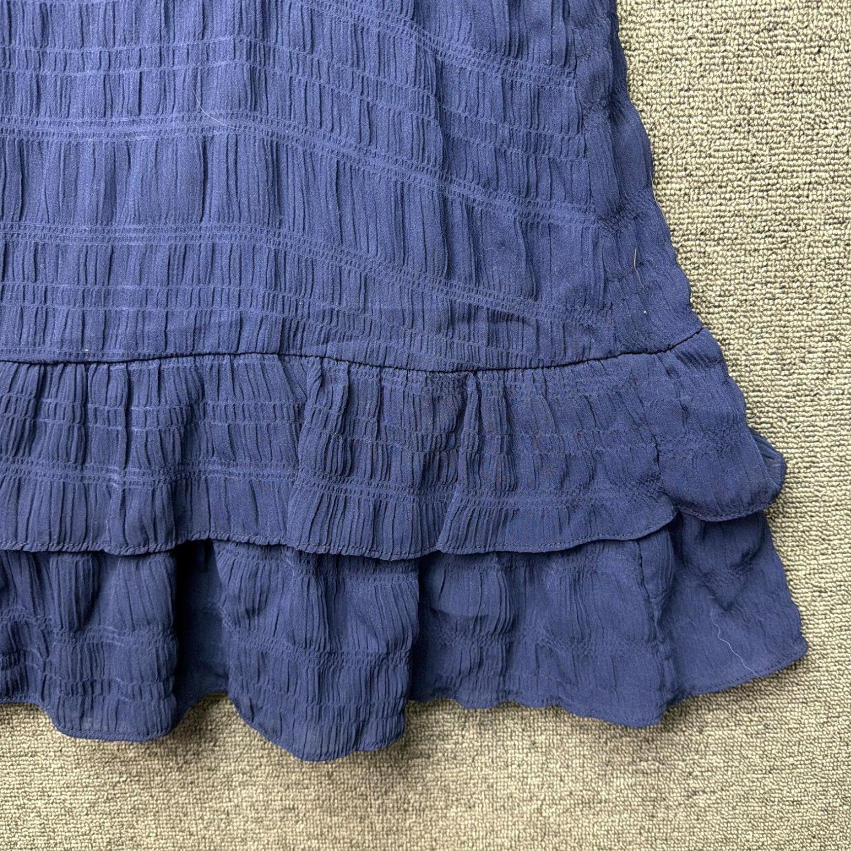 Betsey Johnson Dress Womens XL Blue Ruffle Lace Tiered Fit & Flare Sundress