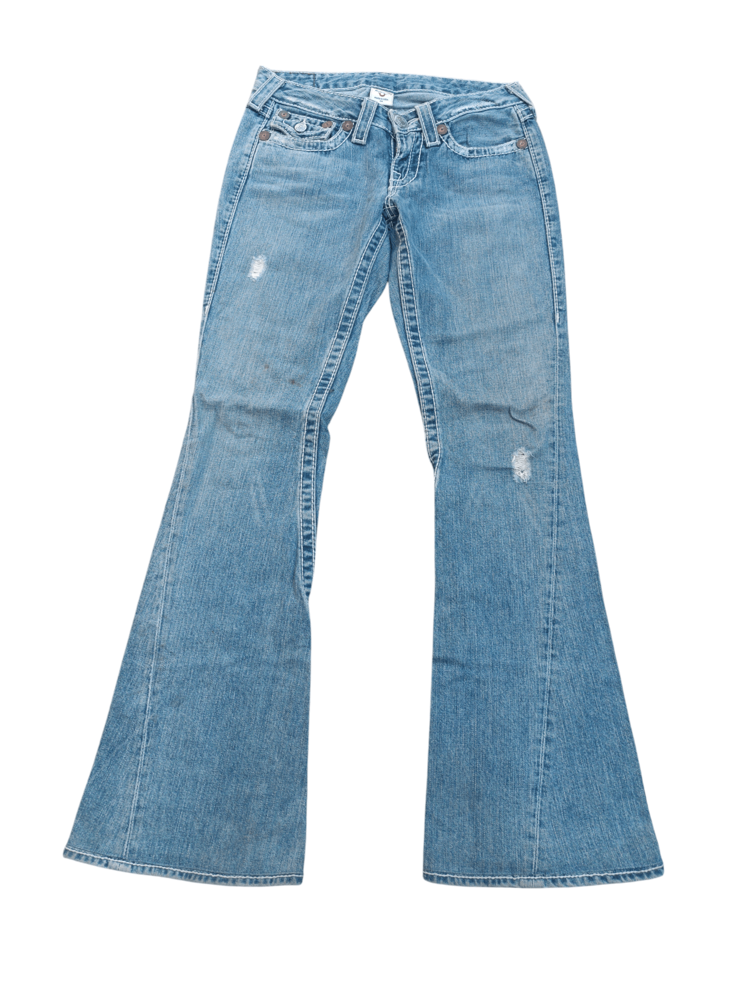 American Apparel × True Religion FLARED 💥 TRUE RELIGION DISTRESSED JOEY BIG T DENIM TR13 Size 27" / US 4 / IT 40 - 1 Thumbnail
