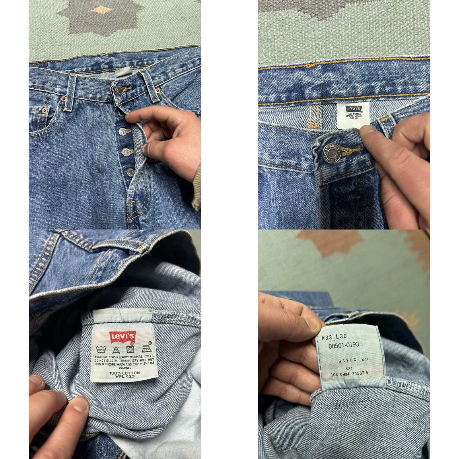 Levi's VINTAGE Levi’s 501 XX Jeans Straight Leg Men's 90s Medium Wash 32x31 Blue Button Fly 501XX Casual Classic 90s Mens Size US 32 / EU 48 - 8 Thumbnail