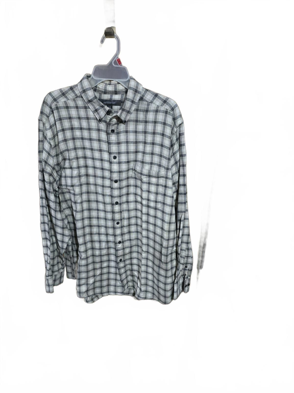 Croft & Barrow Brown & Navy Plaid Flannel Shirt Long Sleeve Pocket Size LT Size US L / EU 52-54 / 3 - 1 Thumbnail