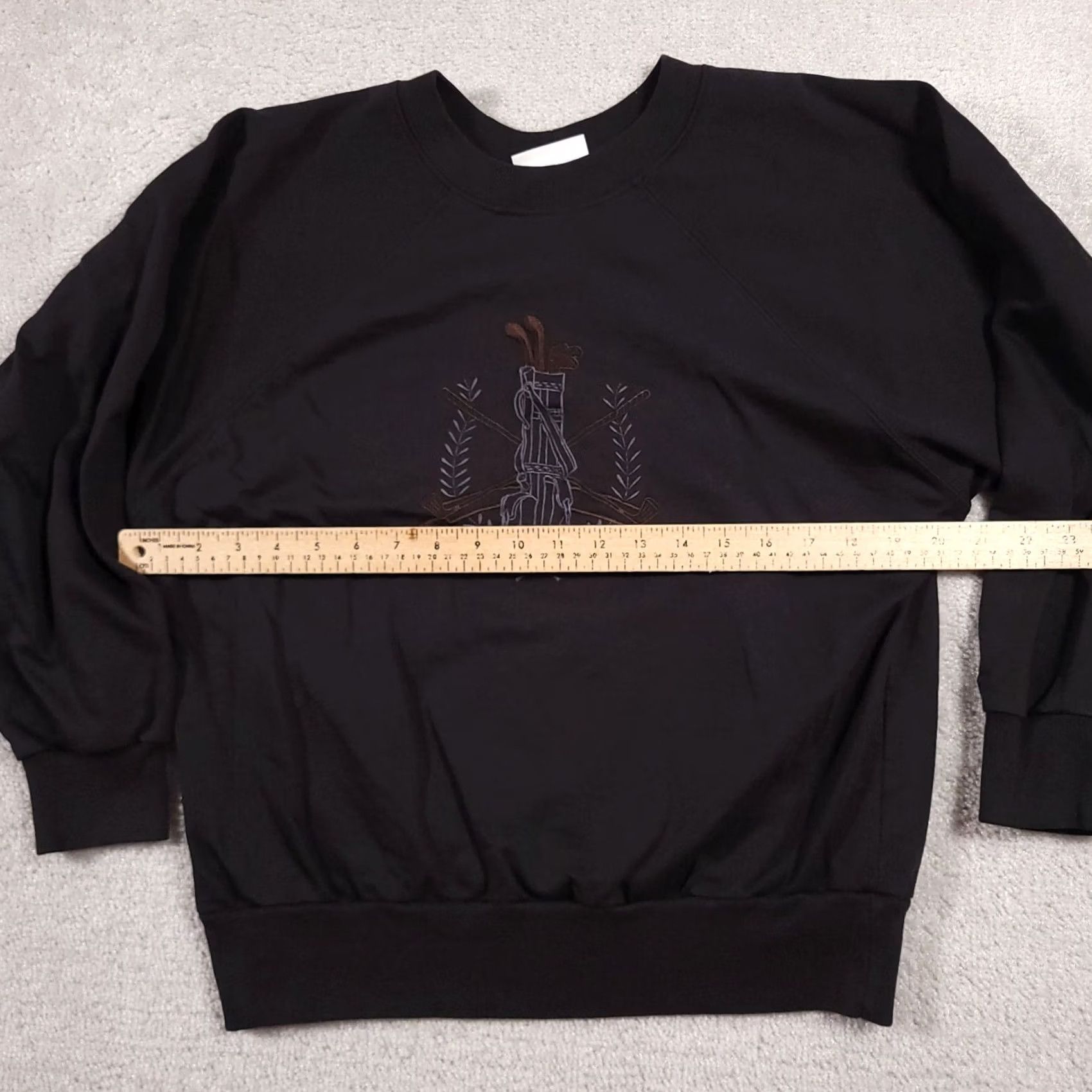 4SDESIGNS VINTAGE Golf Sweatshirt Women's Medium Black 90s Fleece Pullover Made In USA Darlyn Designs Size M / US 6-8 / IT 42-44 - 5 Thumbnail
