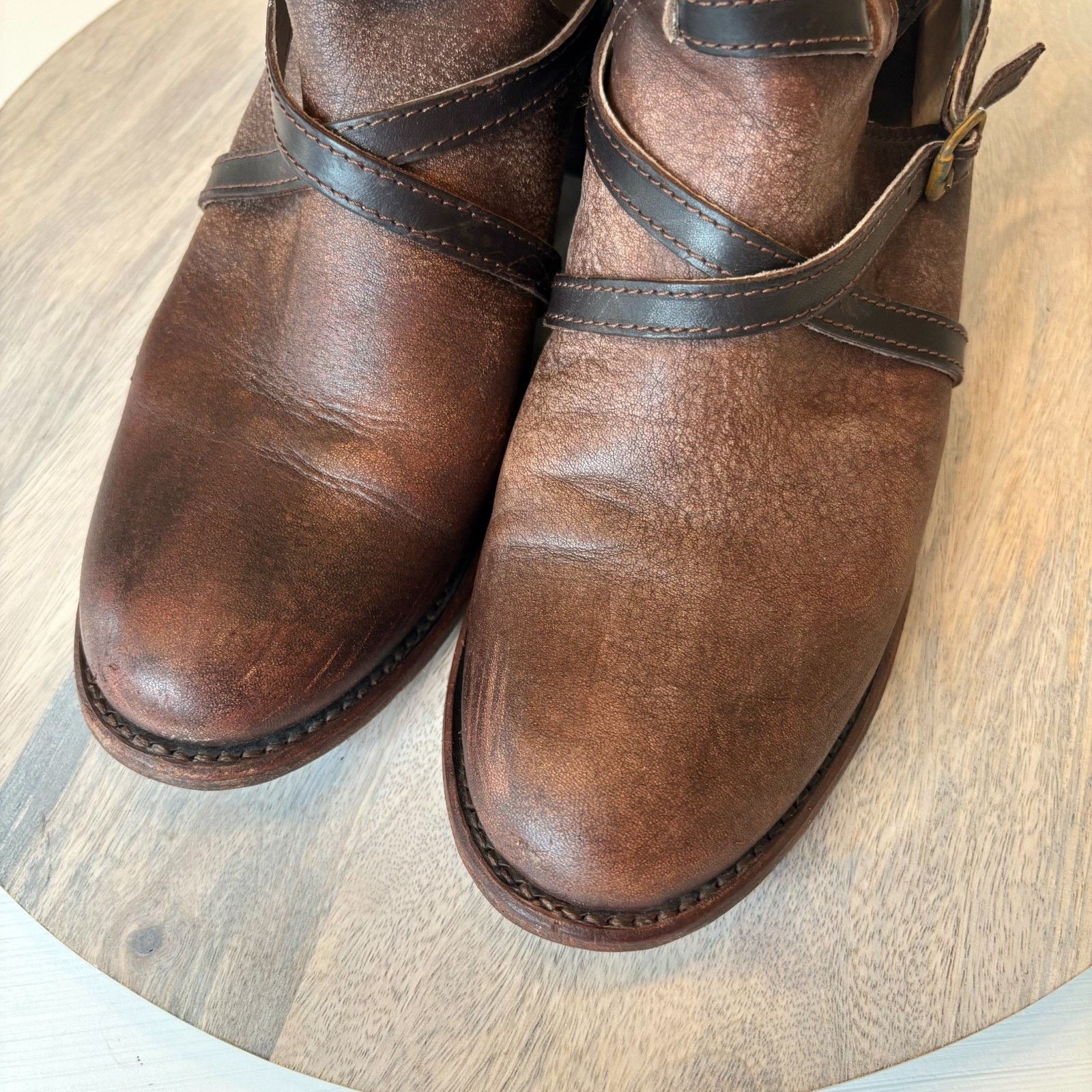 FREEBIRD Freebird Stair 10 Brown Strappy Harness Western Ankle Boots Size US 10 / IT 40 - 12 Thumbnail