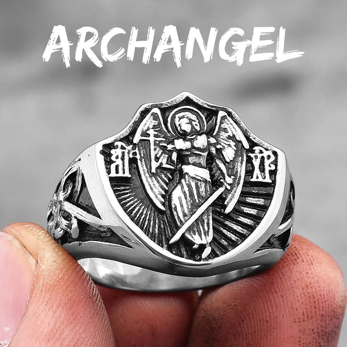 Jewelry St.Michael Religion Amulet Ring Streetwear Fashion Gift Size ONE SIZE - 10 Thumbnail