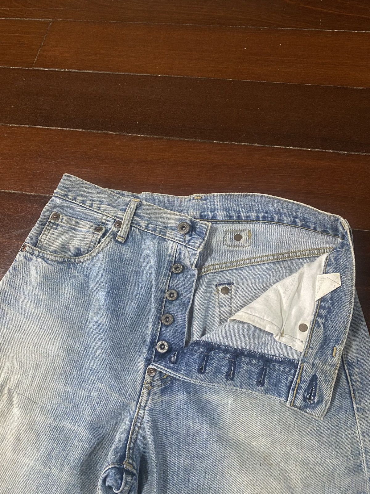 Levi's Vintage Clothing Vintage Levi’s Big E 702 XX Selvedge Distressed Repair Jeans Size US 31 - 8 Thumbnail