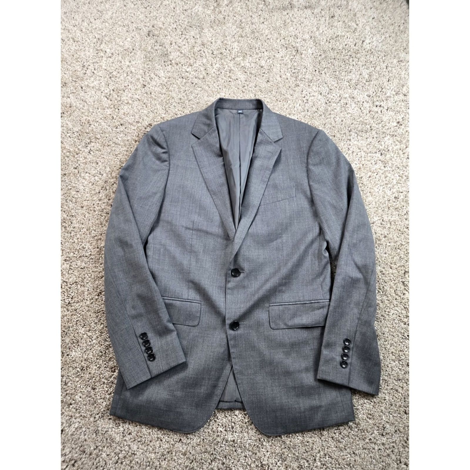 Bonobos Bonobos Suit Jacket 38 R Mens Gray Slim Fit Wool Blend 2 Button Pockets Stretch Size 38R - 2 Thumbnail