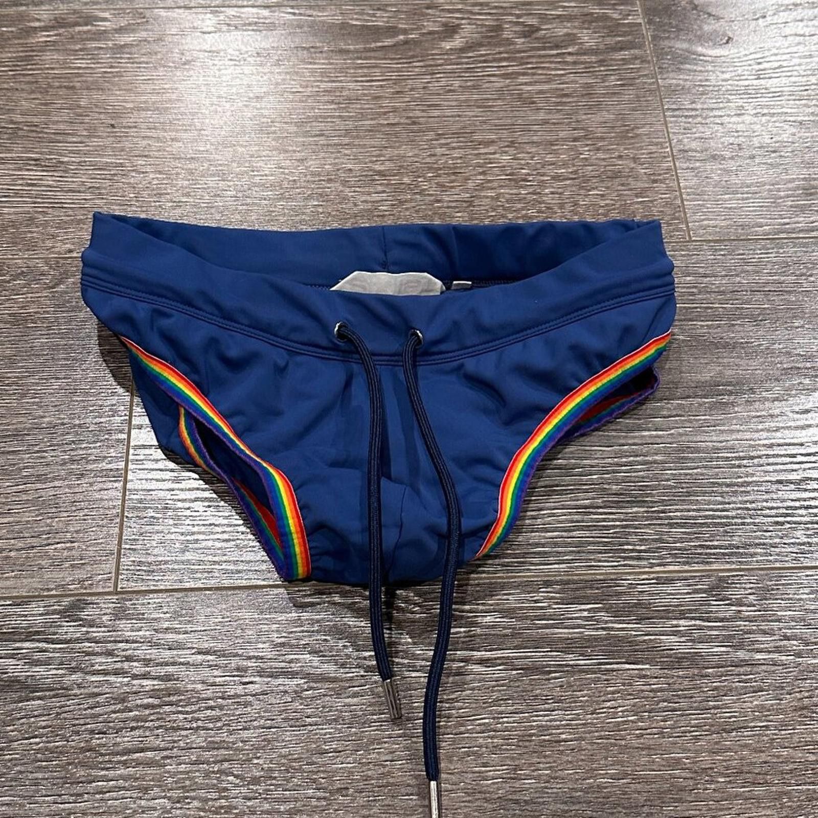 Other 2(X)IST Men’s Swim Brief – Size Small – Navy with Rainbow Size US 30 / EU 46 - 1 Thumbnail