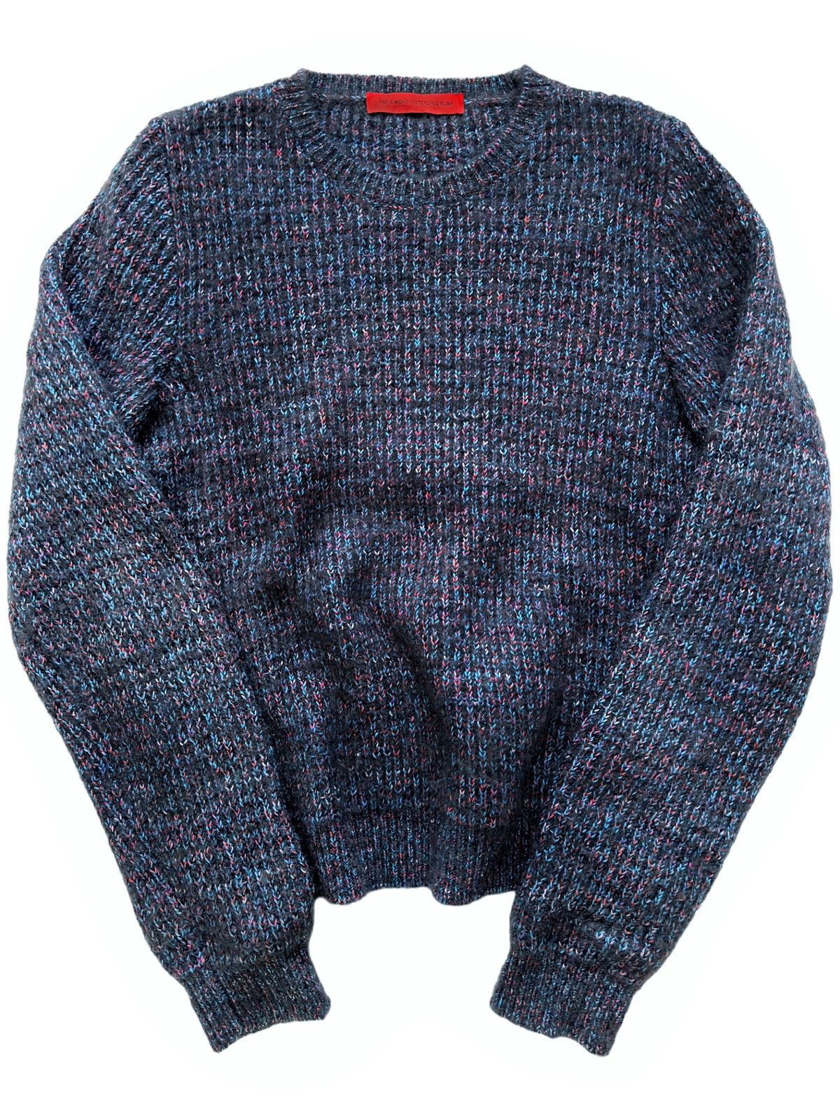 image of Raf Simons x Sterling Ruby 2014 X Sterling Ruby Rainbow Mohair Knit Sweater in Blue (Size Medium)