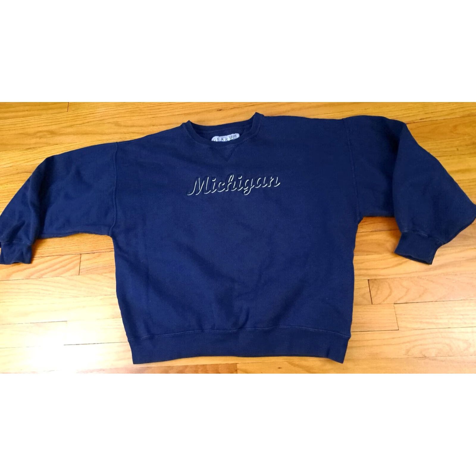 Vintage VINTAGE Gear big cotton Sweatshirt Unisex Adults L Blue Cotton Embroidered Stitch 25in long 25in pit to pit Size US L / EU 52-54 / 3 - 2 Thumbnail