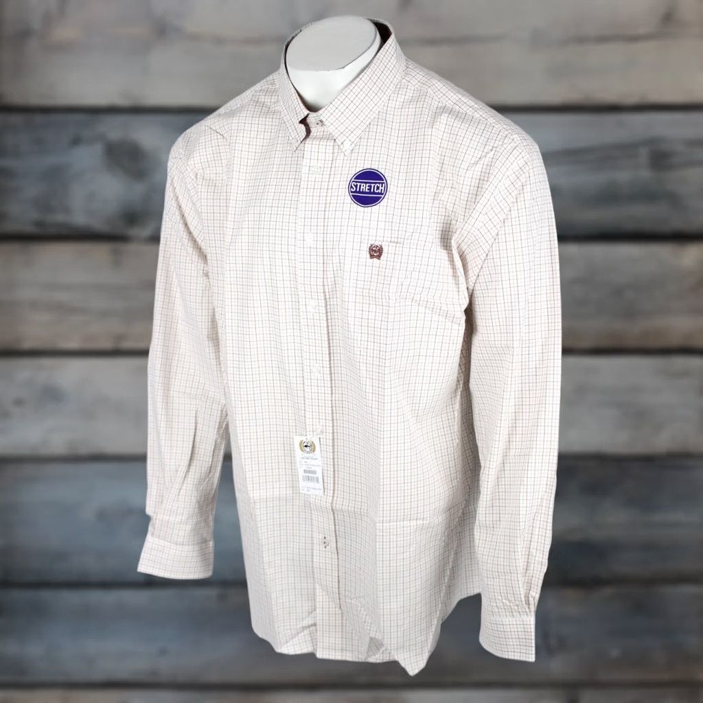 Vintage Cinch Men's Western Button Shirt Classic Fit Stretch Long Sleeve XL White Plaid Size US XL / EU 56 / 4 - 1 Thumbnail