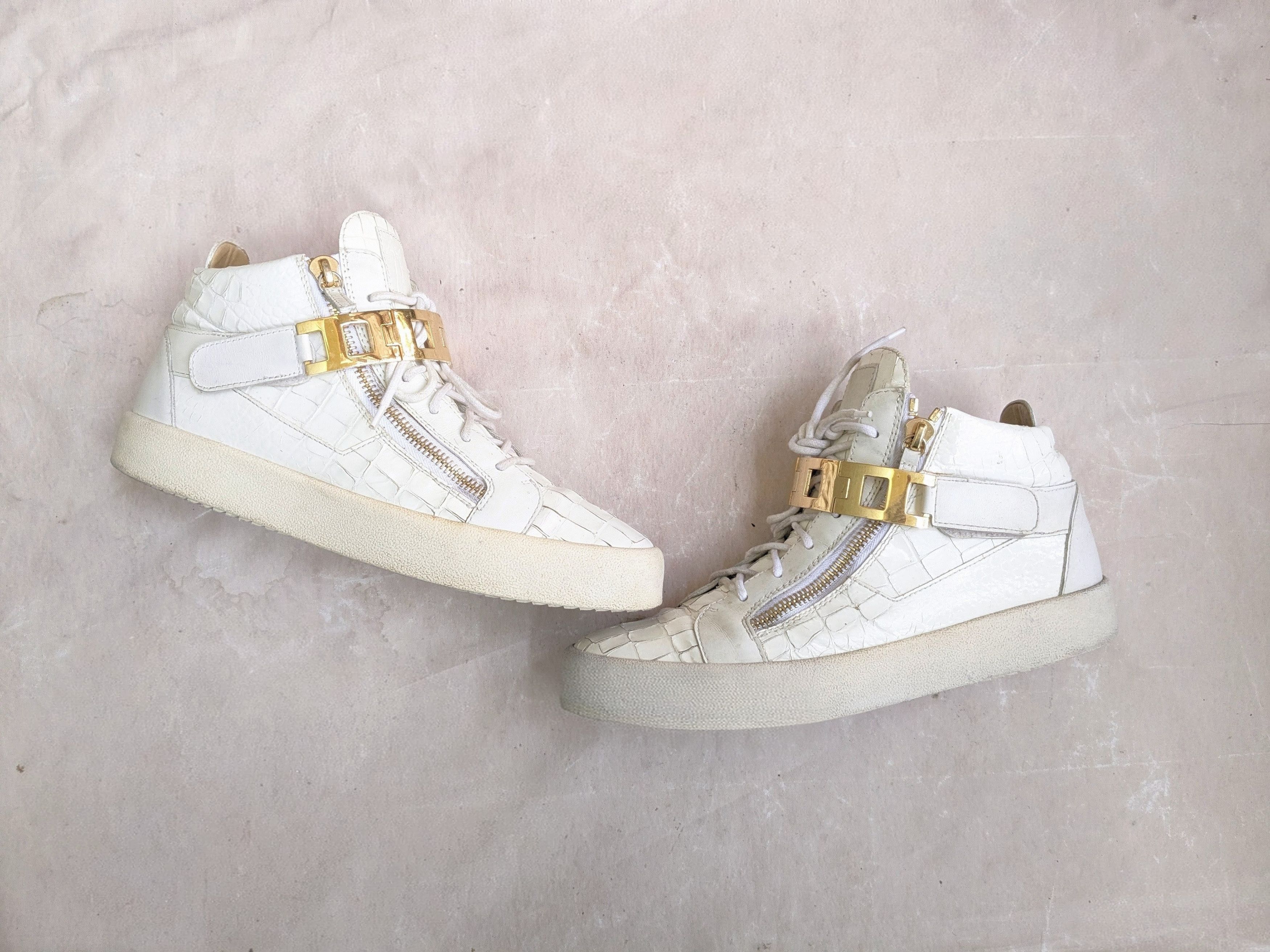 Giuseppe Zanotti Giuseppe Zanotti Sneakers White Gold 11 44 High Tops Leather Size US 11 / EU 44 - 1 Thumbnail