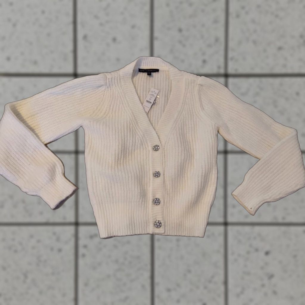 White House Black Market Womens White House Black Market Cardigan Jacket Sweater S Small White Size S / US 4 / IT 40 - 1 Thumbnail